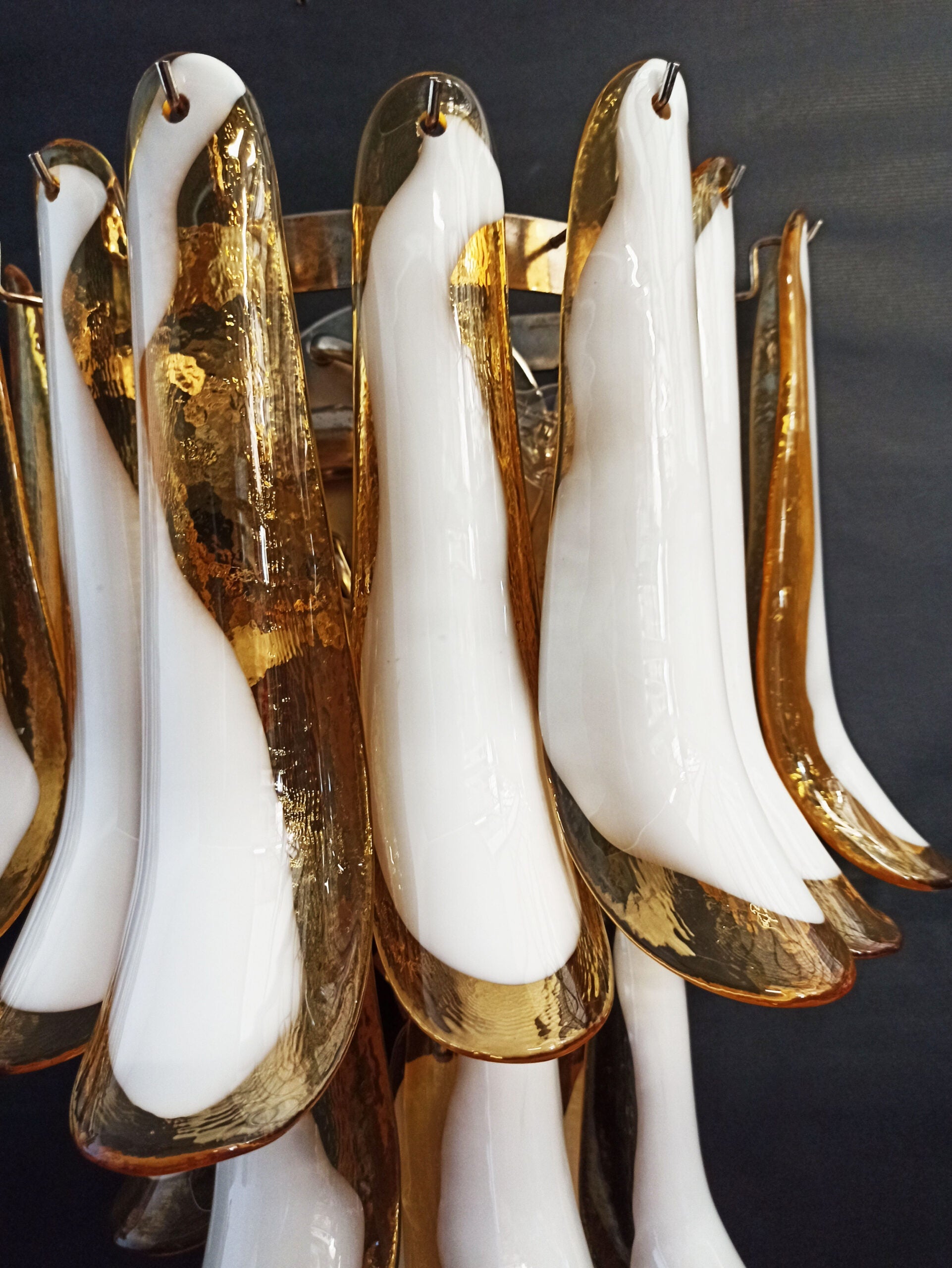 Mid-Century Murano Wall Lamp | Punto di Luce |  16 Caramel-Colored Petal Glass | Punto di Luce |  1 Pair