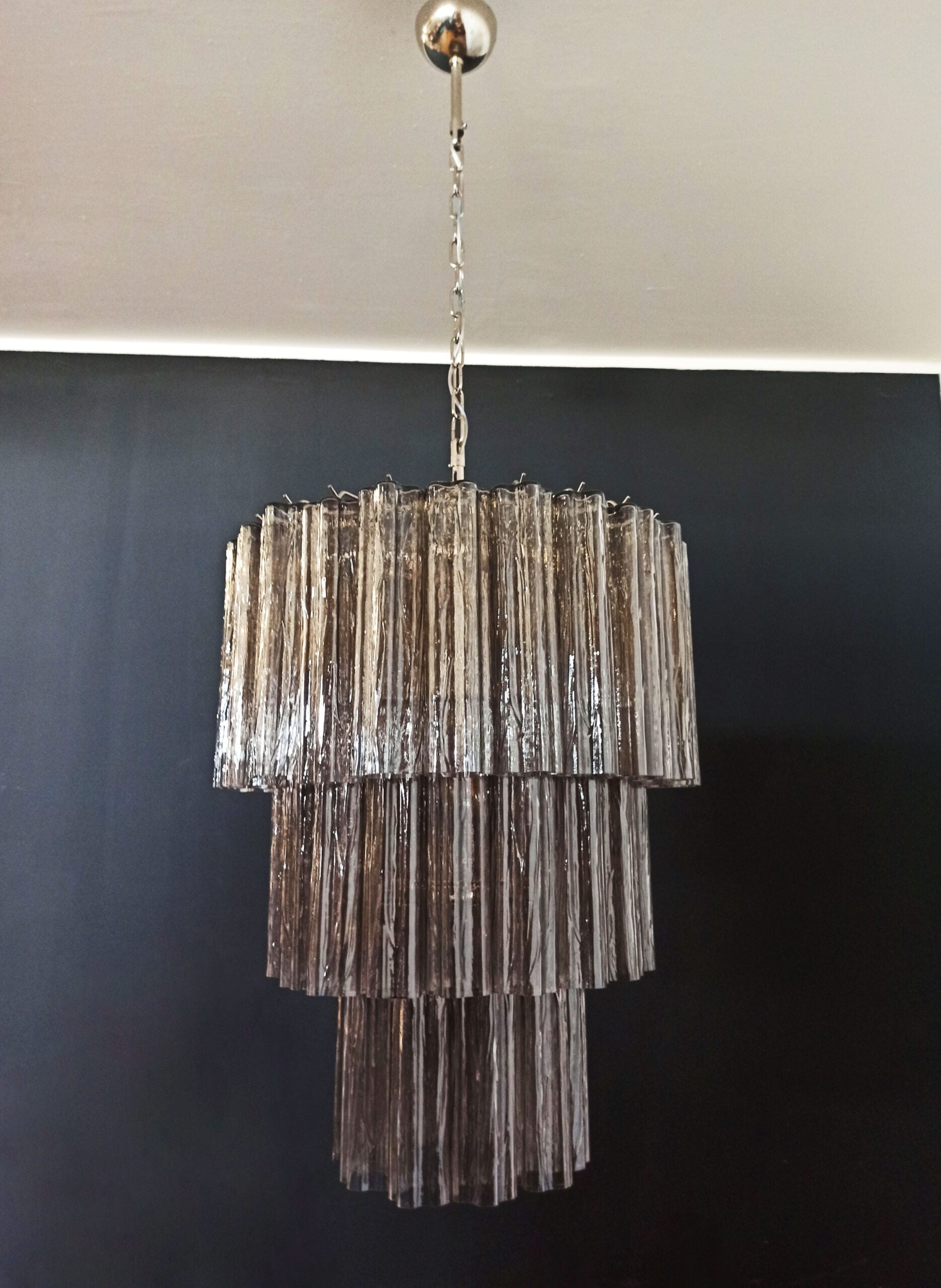 Mid-Century Murano Chandelier | Punto di Luce |  52 Smoky Glass Tubes