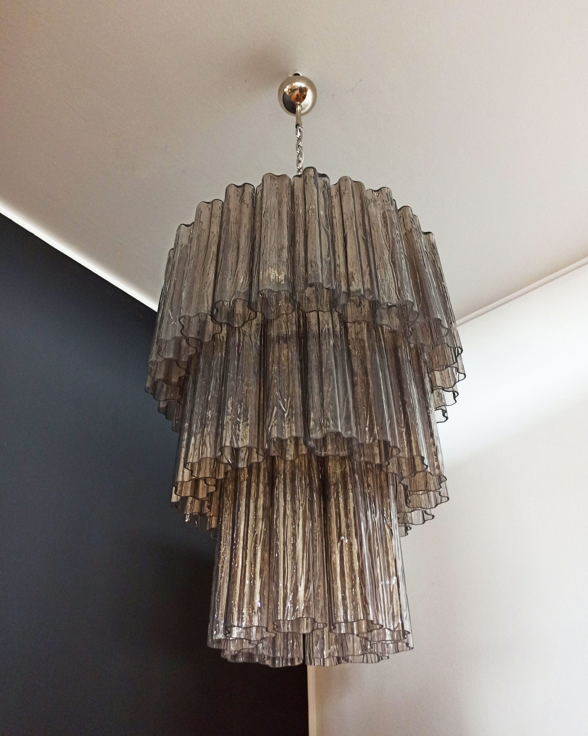 Mid-Century Murano Chandelier | Punto di Luce |  52 Smoky Glass Tubes