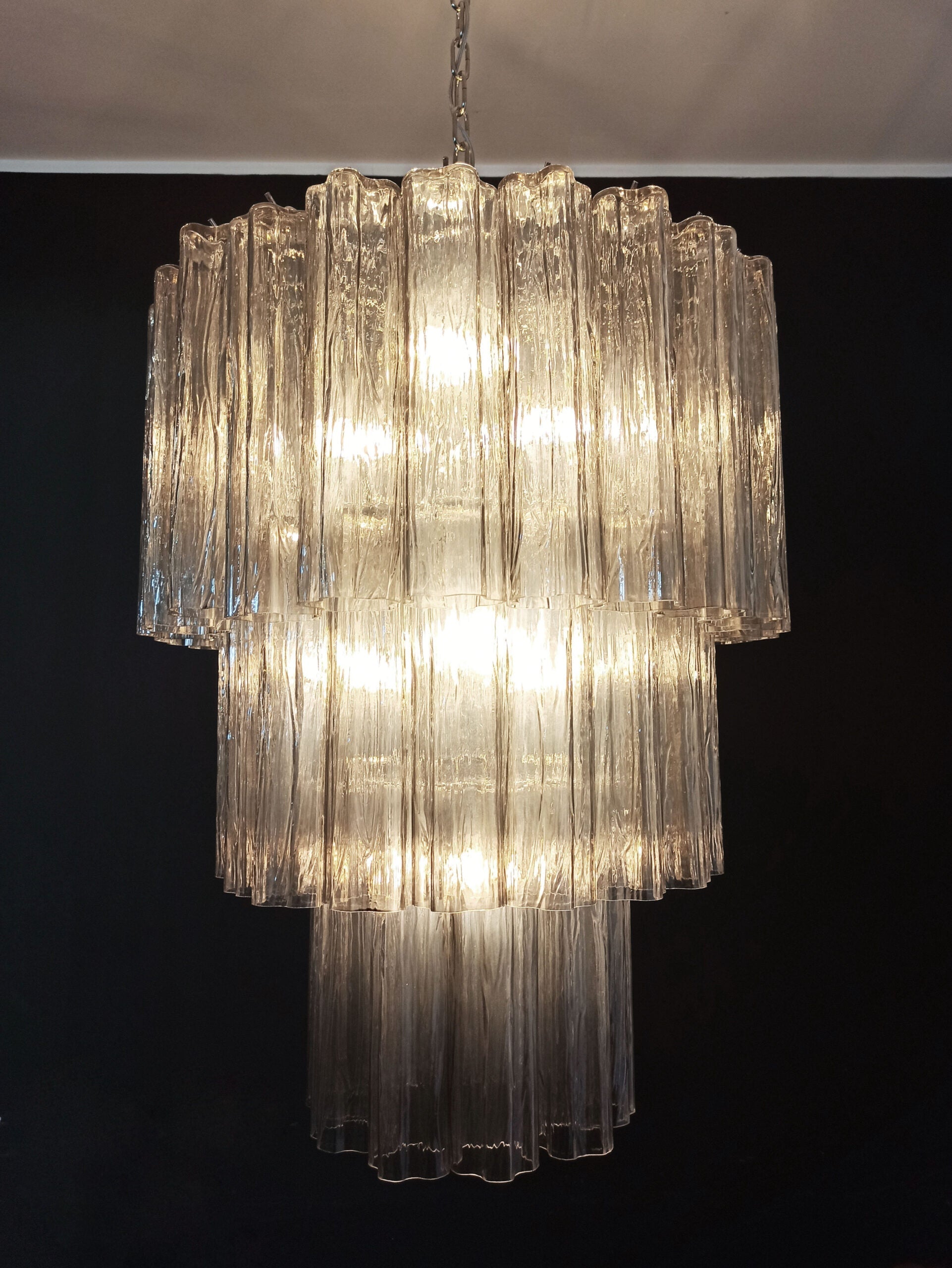 Mid-Century Murano Chandelier | Punto di Luce |  52 Smoky Glass Tubes
