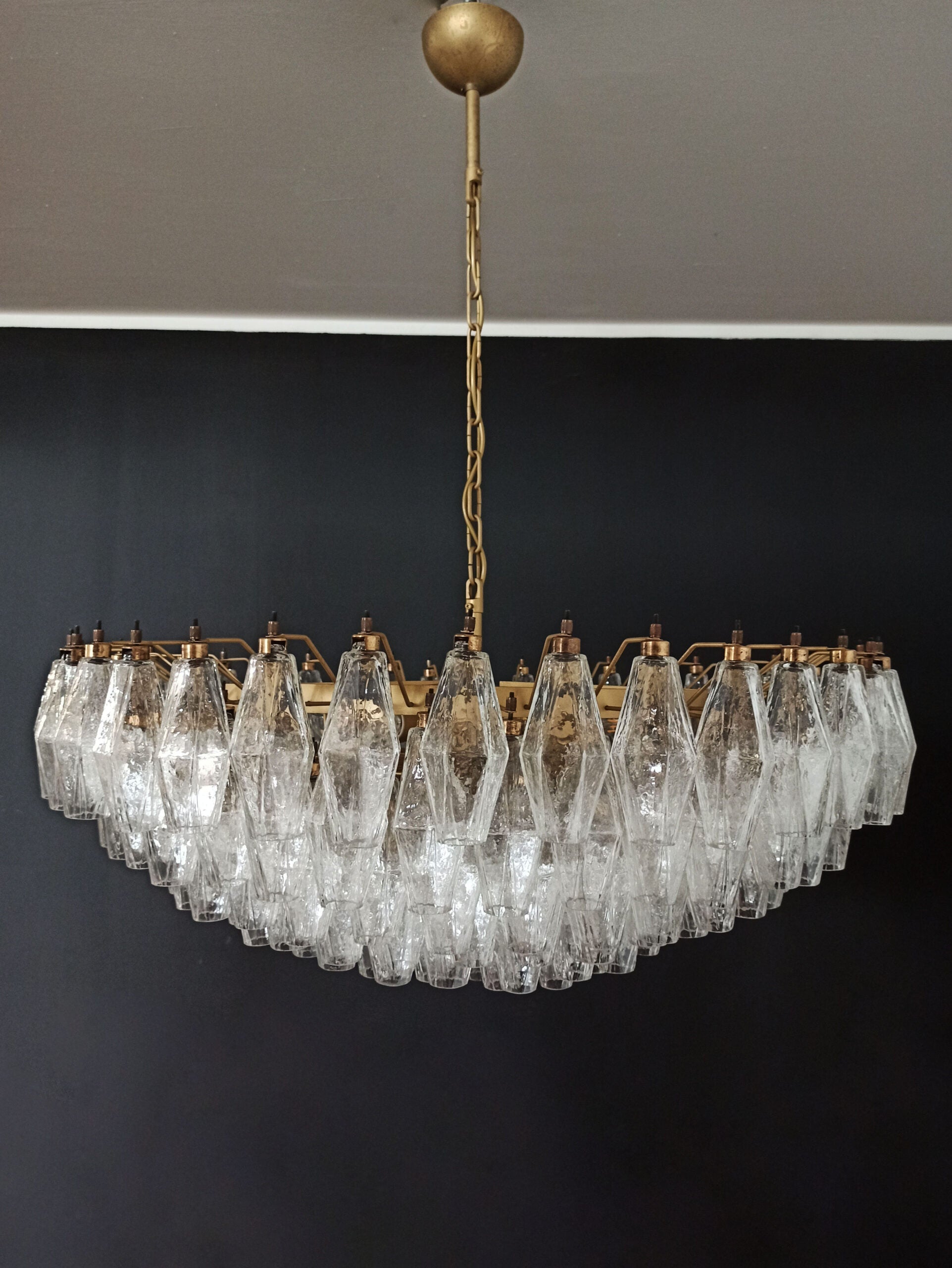 Mid-Century Murano Chandelier | Punto di Luce |  185 Clear Poliedri Glass