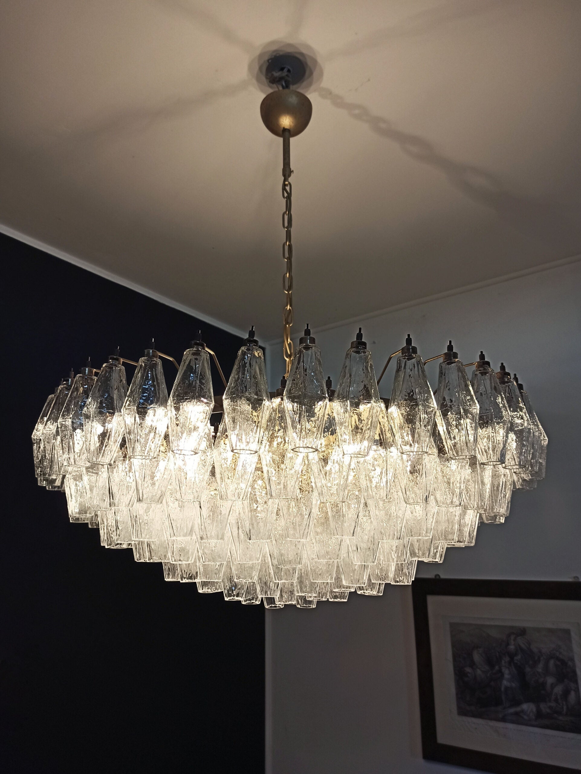 Mid-Century Murano Chandelier | Punto di Luce |  185 Clear Poliedri Glass