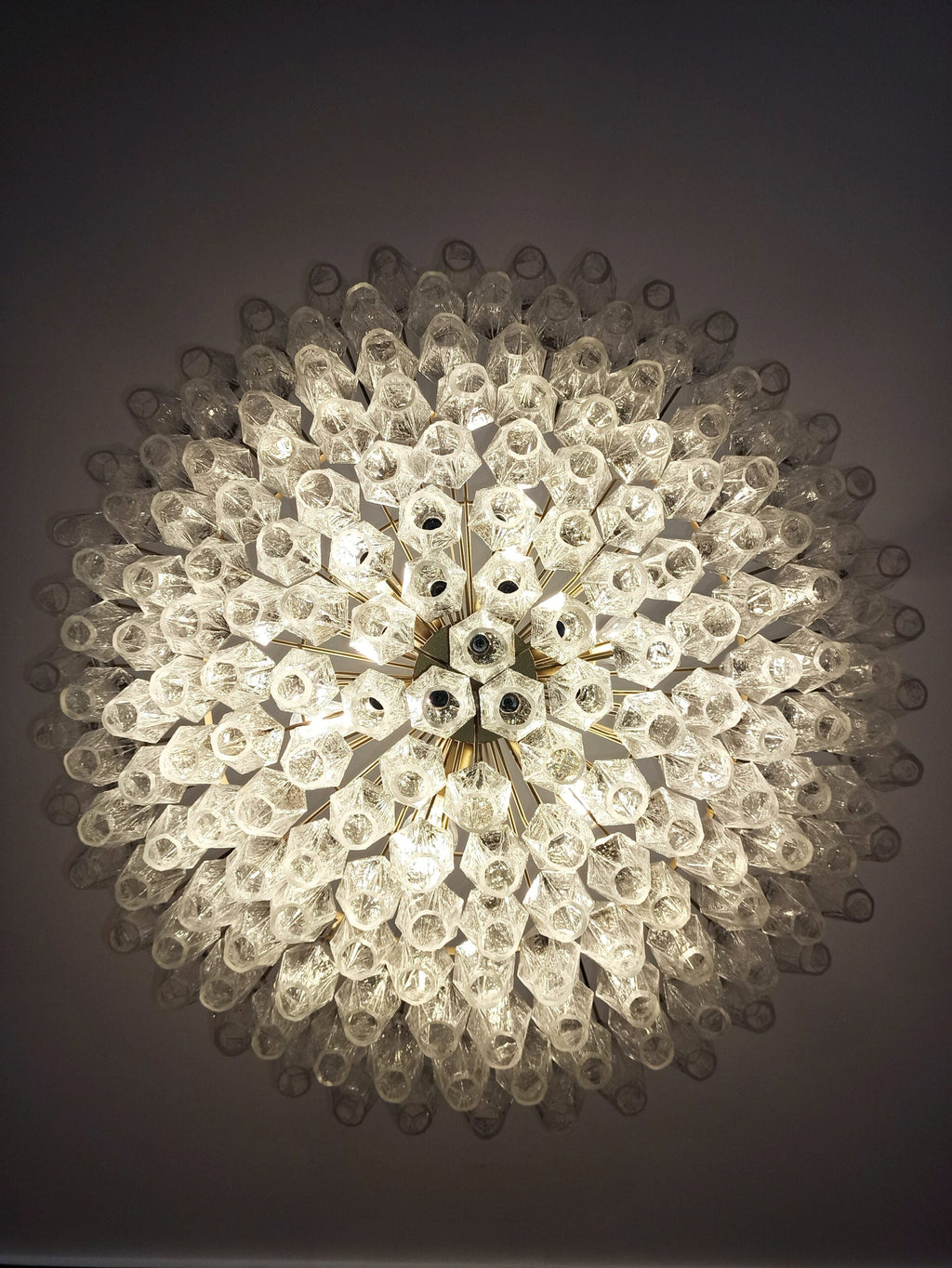 Mid-Century Murano Chandelier | Punto di Luce |  185 Clear Poliedri Glass