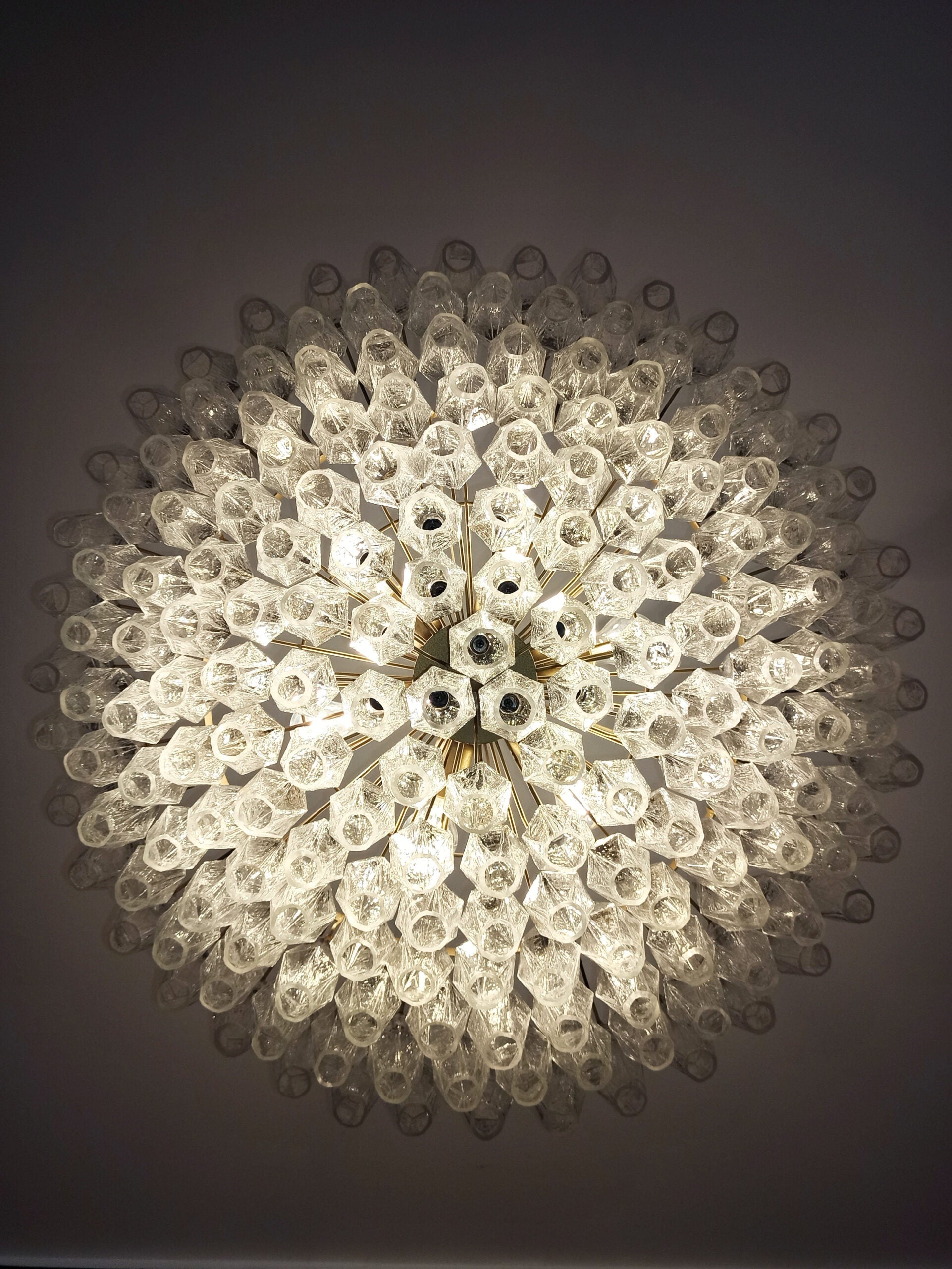 Mid-Century Murano Chandelier | Punto di Luce |  185 Clear Poliedri Glass