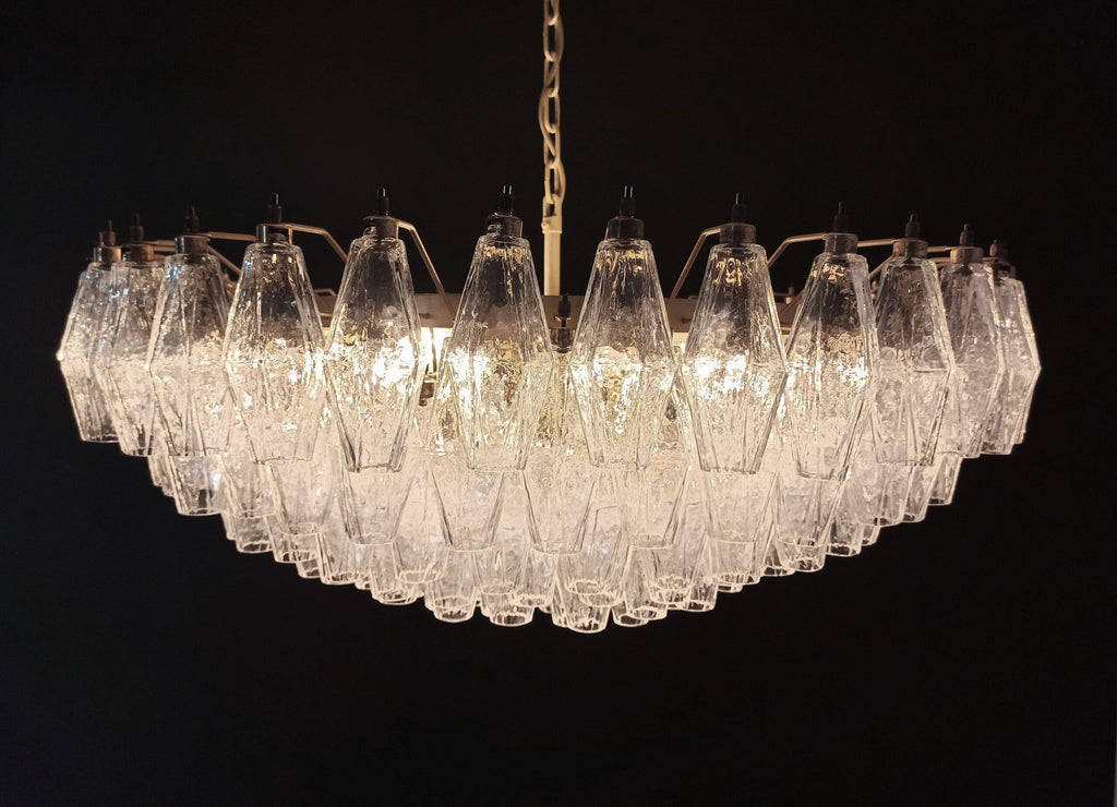 Mid-Century Murano Chandelier | Punto di Luce |  185 Clear Poliedri Glass
