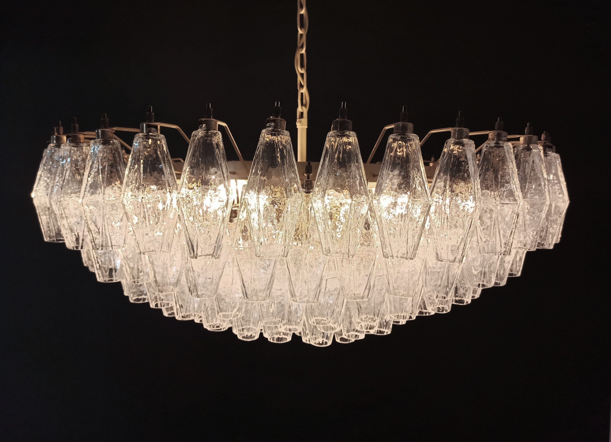 Mid-Century Murano Chandelier | Punto di Luce |  185 Clear Poliedri Glass