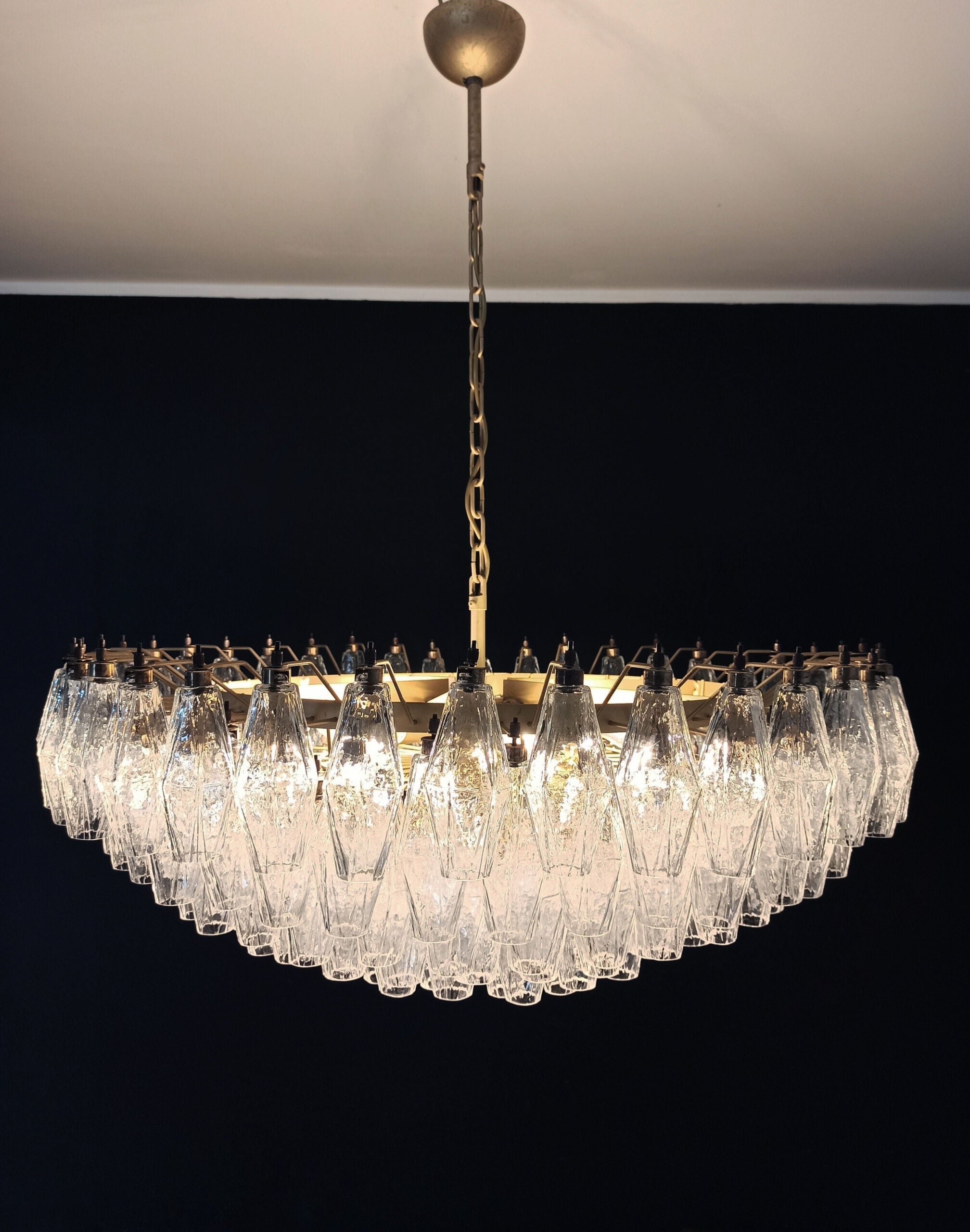 Mid-Century Murano Chandelier | Punto di Luce |  185 Clear Poliedri Glass
