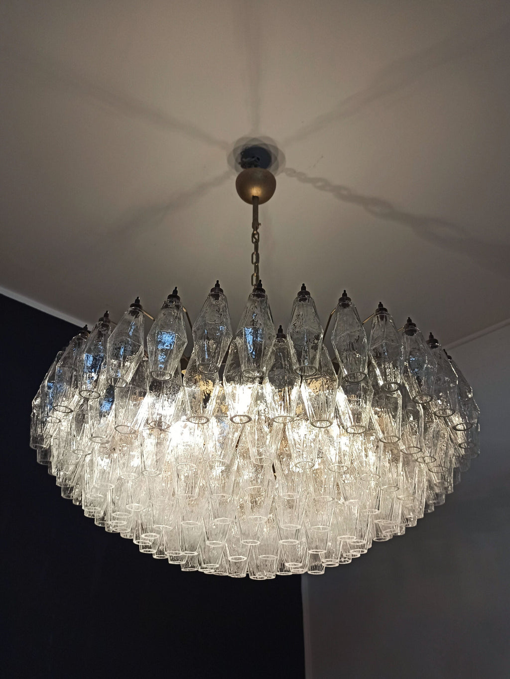 Mid-Century Murano Chandelier | Punto di Luce |  185 Clear Poliedri Glass