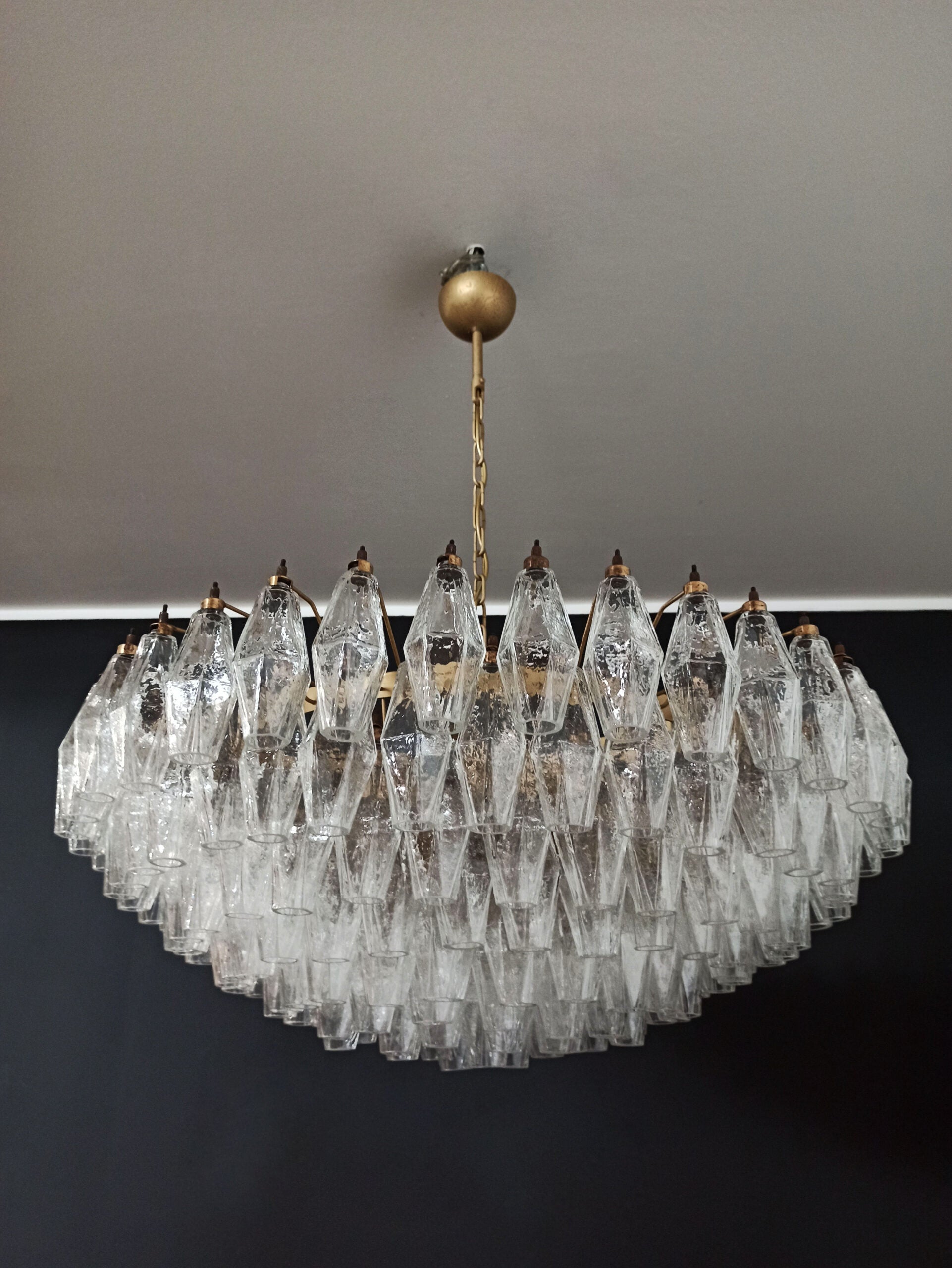 Mid-Century Murano Chandelier | Punto di Luce |  185 Clear Poliedri Glass