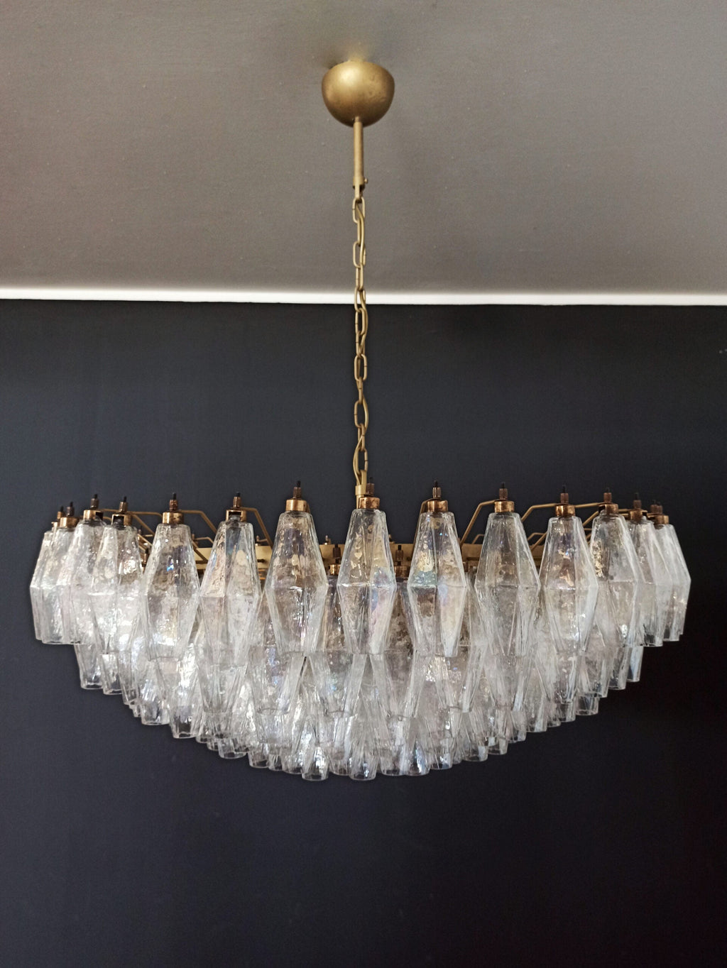 Mid-Century Murano Chandelier | Punto di Luce |  185 Iridescent Poliedri Glass