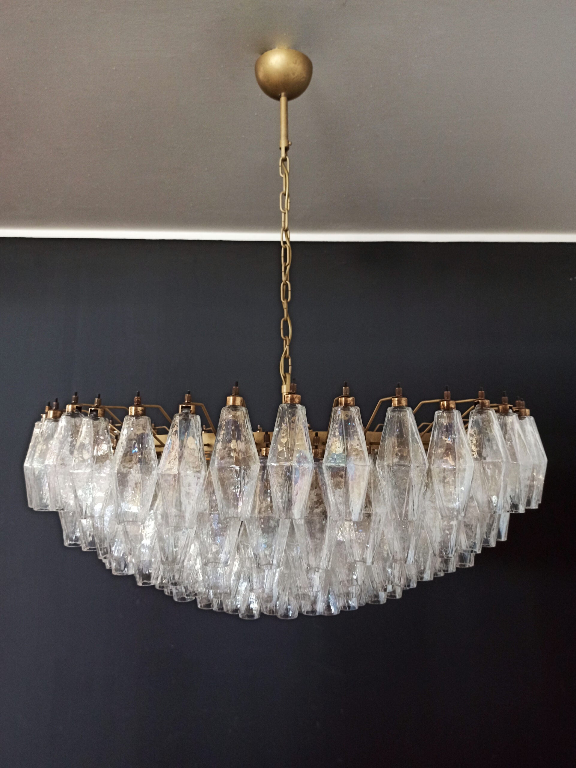 Mid-Century Murano Chandelier | Punto di Luce |  185 Iridescent Poliedri Glass