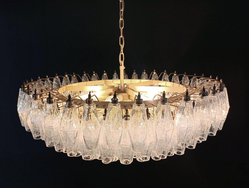 Mid-Century Murano Chandelier | Punto di Luce |  185 Iridescent Poliedri Glass