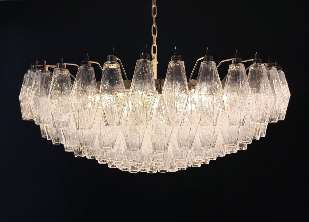 Mid-Century Murano Chandelier | Punto di Luce |  185 Iridescent Poliedri Glass