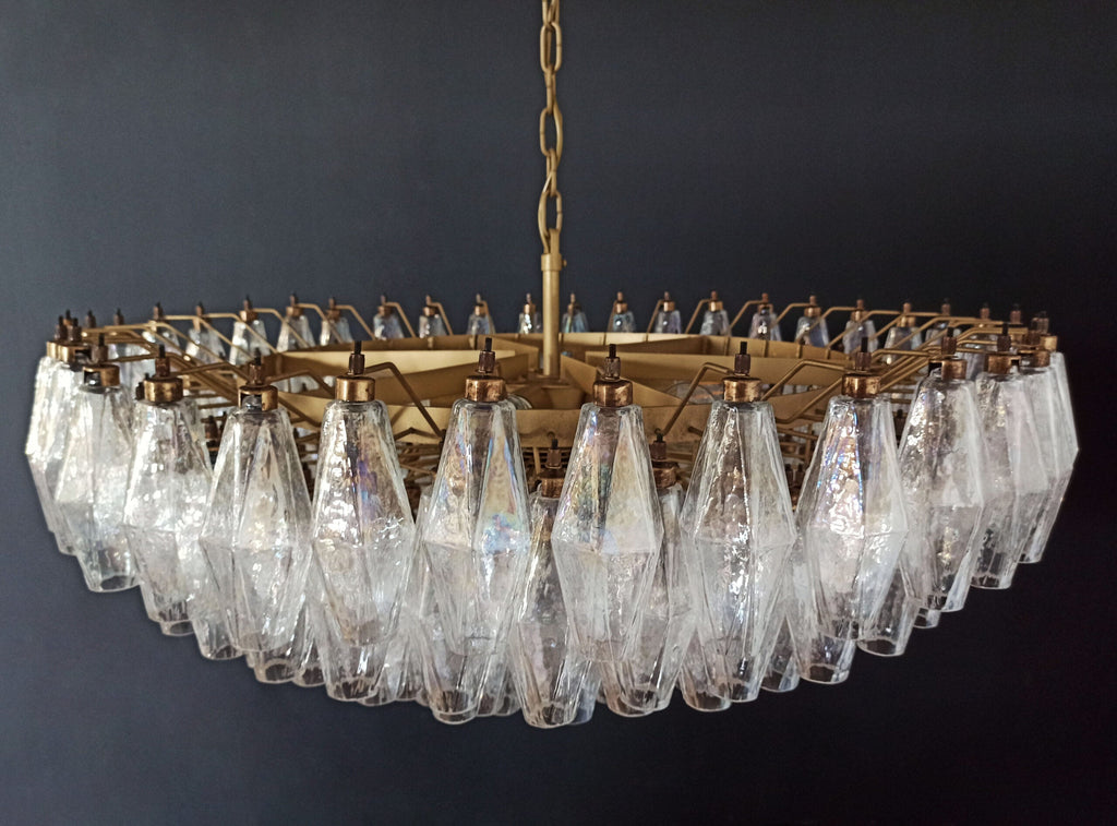 Mid-Century Murano Chandelier | Punto di Luce |  185 Iridescent Poliedri Glass