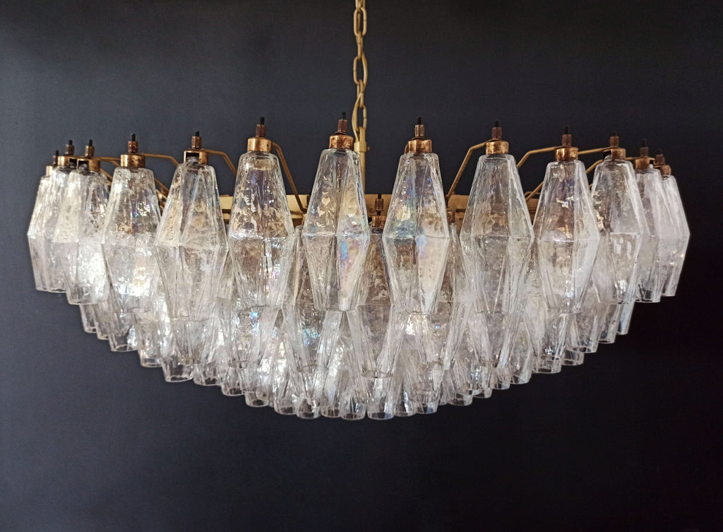 Mid-Century Murano Chandelier | Punto di Luce |  185 Iridescent Poliedri Glass