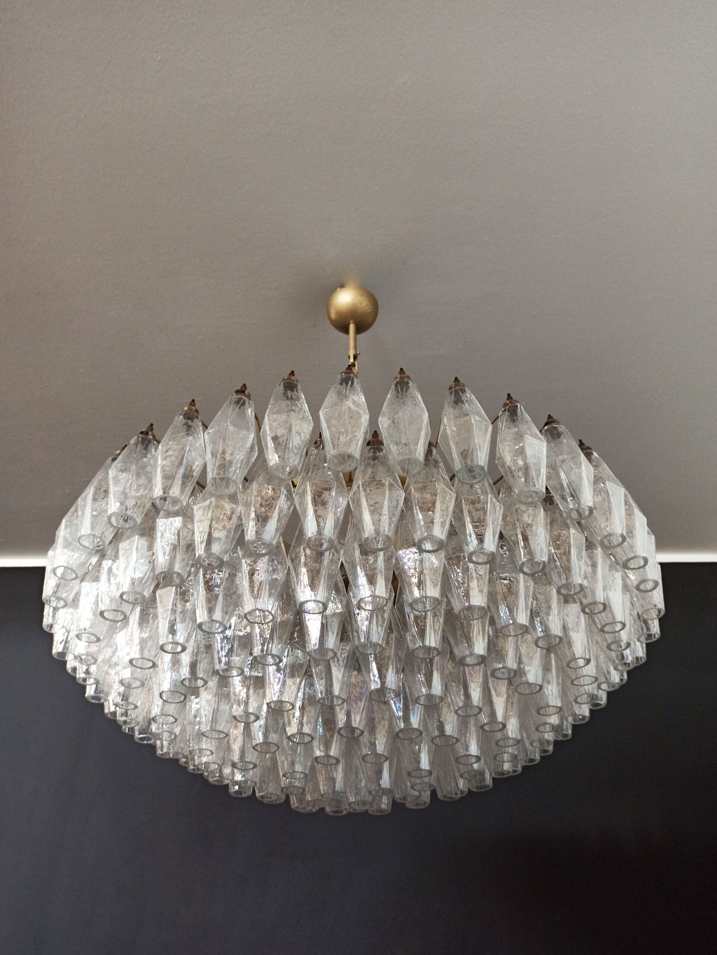 Mid-Century Murano Chandelier | Punto di Luce |  185 Iridescent Poliedri Glass