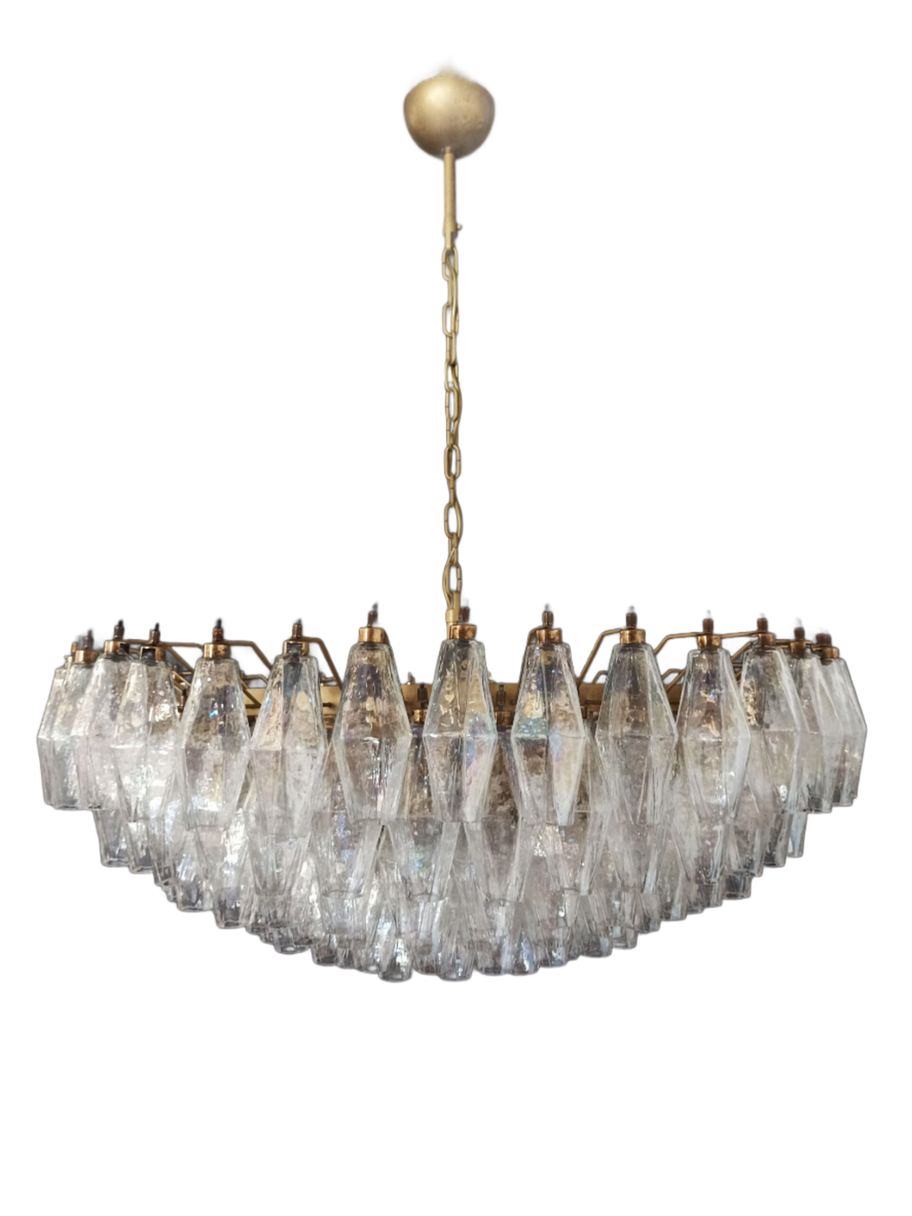 Mid-Century Murano Chandelier | Punto di Luce |  185 Iridescent Poliedri Glass