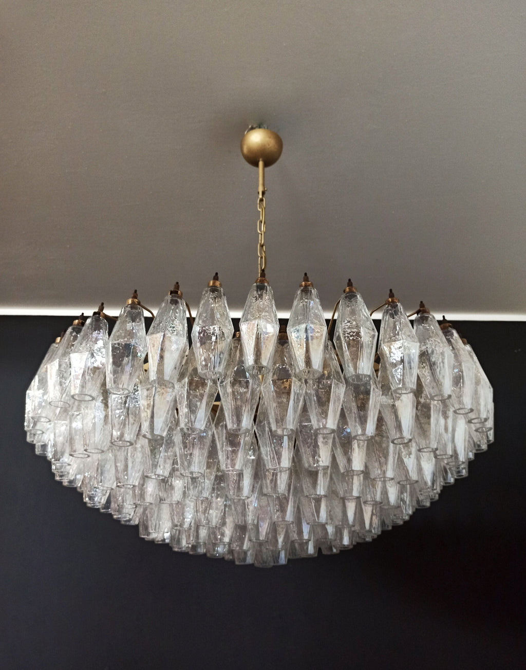 Mid-Century Murano Chandelier | Punto di Luce |  185 Iridescent Poliedri Glass