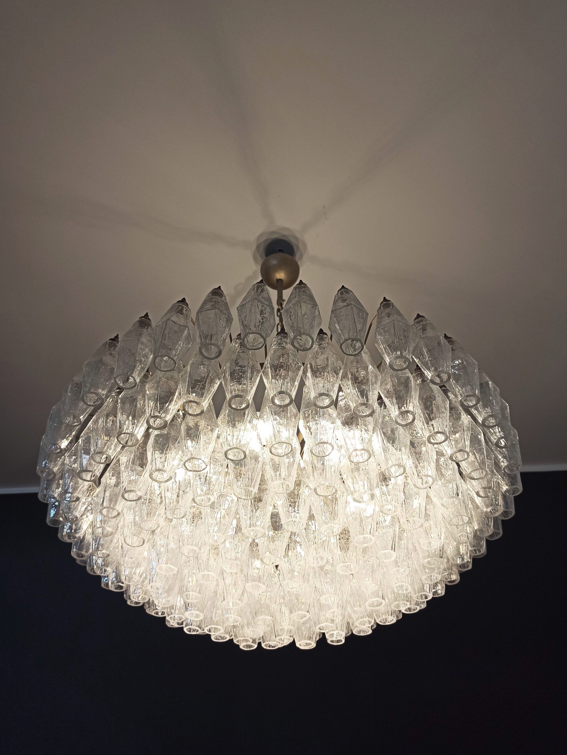 Mid-Century Murano Chandelier | Punto di Luce |  185 Iridescent Poliedri Glass