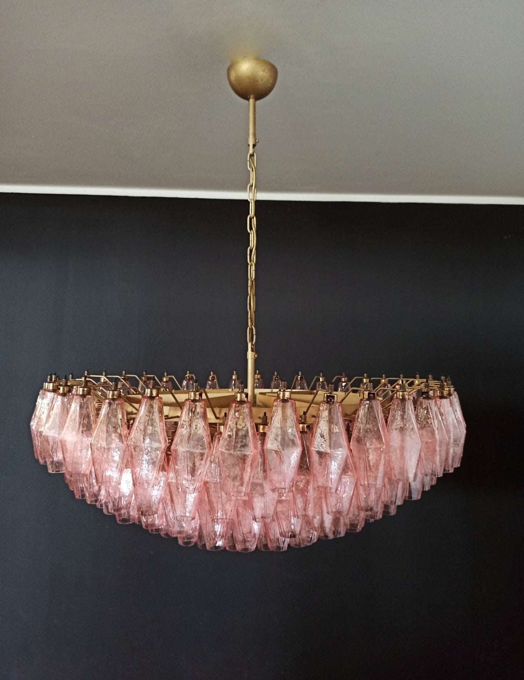 Mid-Century Murano Chandelier | Punto di Luce |  185 Pink Poliedri Glass