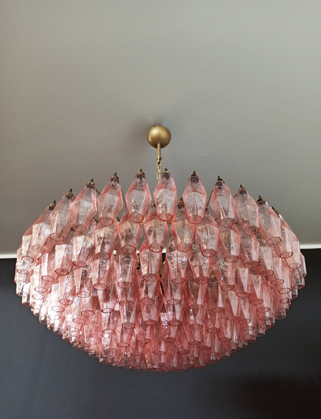 Mid-Century Murano Chandelier | Punto di Luce |  185 Pink Poliedri Glass