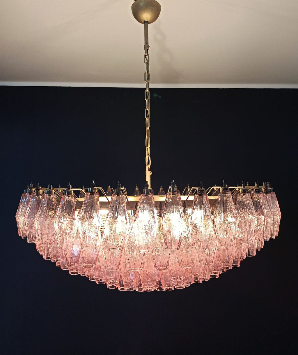 Mid-Century Murano Chandelier | Punto di Luce |  185 Pink Poliedri Glass