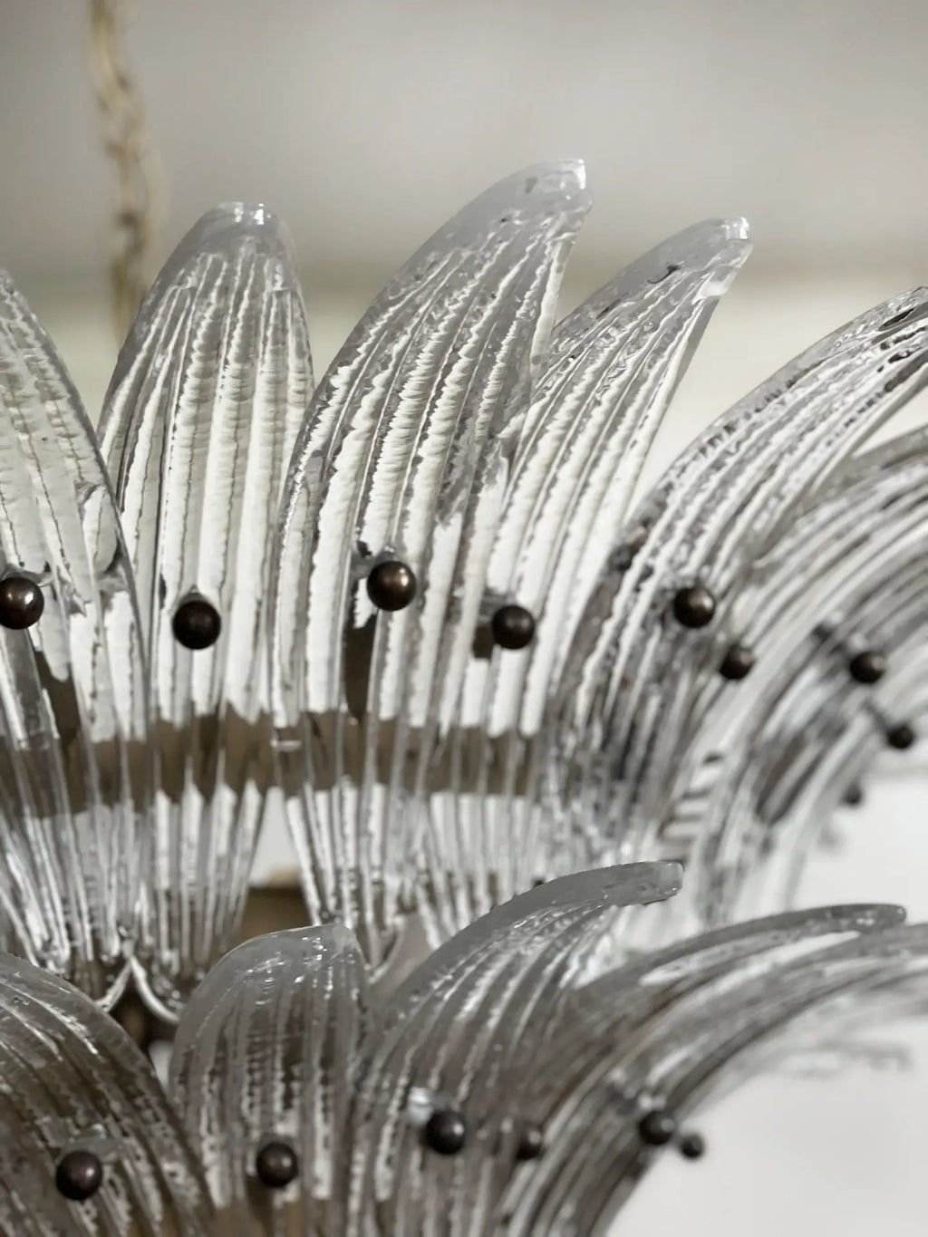 Mid-Century Murano Chandelier | Punto di Luce |  58 Clear Palmette Glass