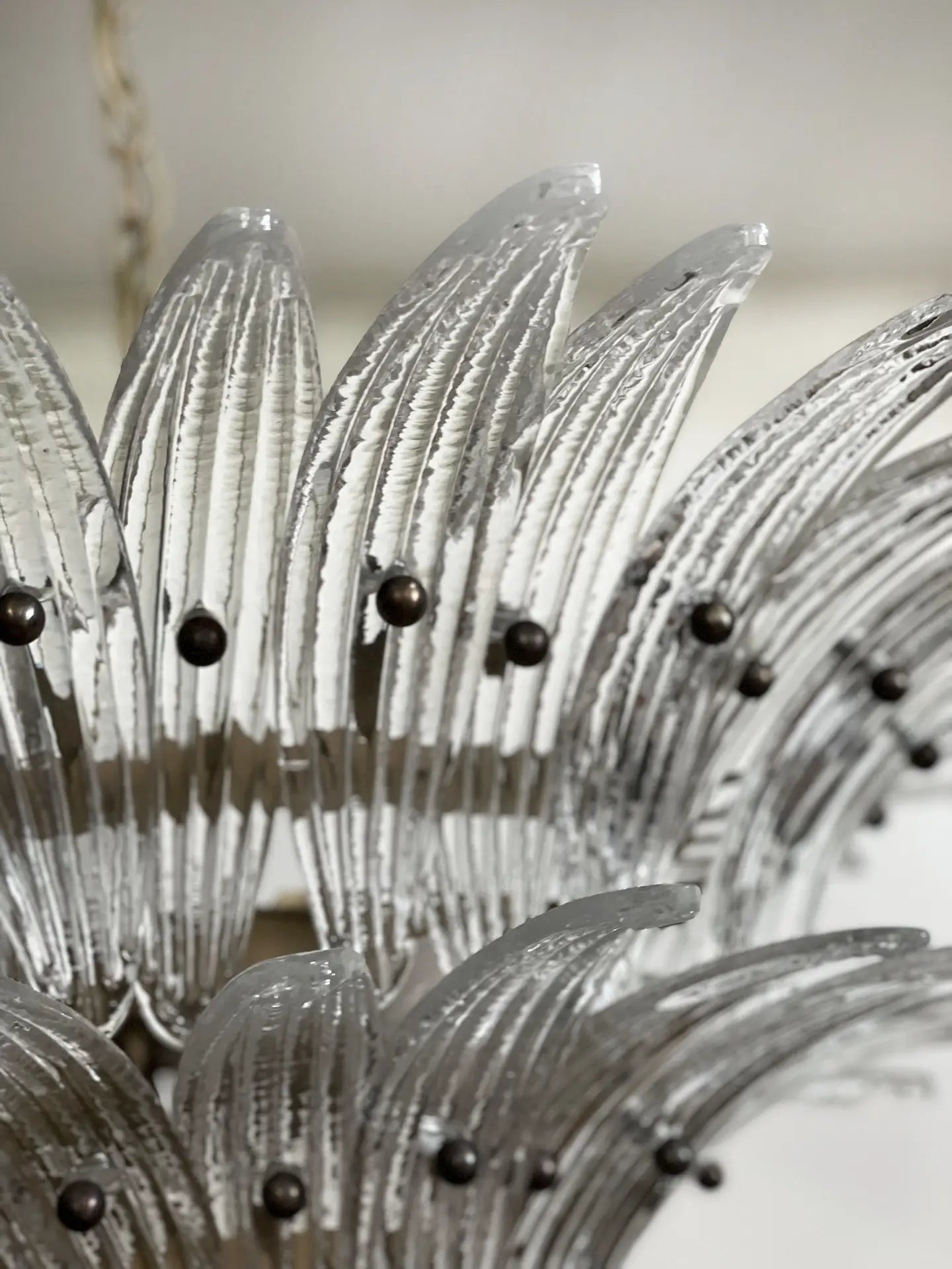 Mid-Century Murano Chandelier | Punto di Luce |  58 Clear Palmette Glass