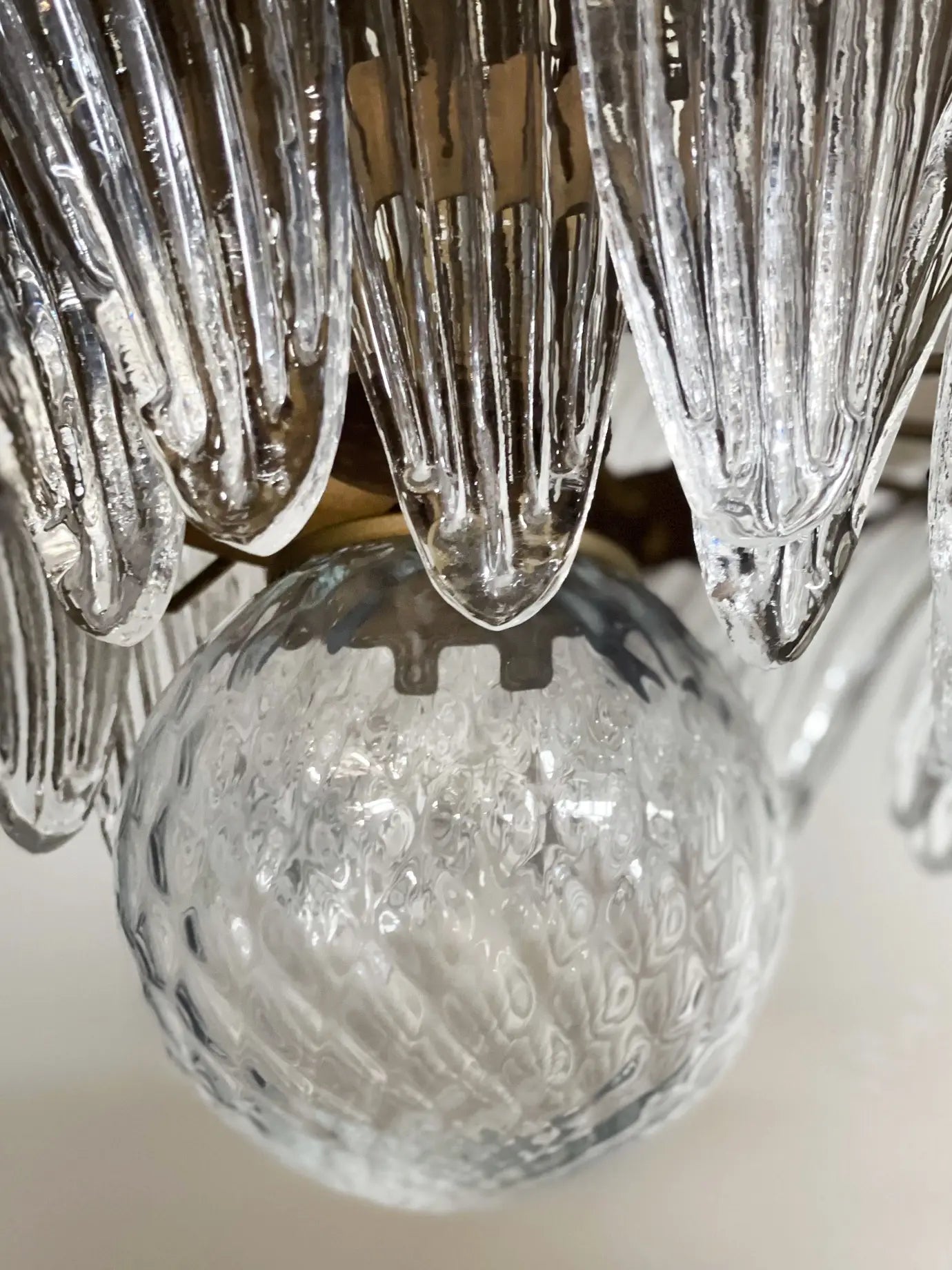 Mid-Century Murano Chandelier | Punto di Luce |  58 Clear Palmette Glass