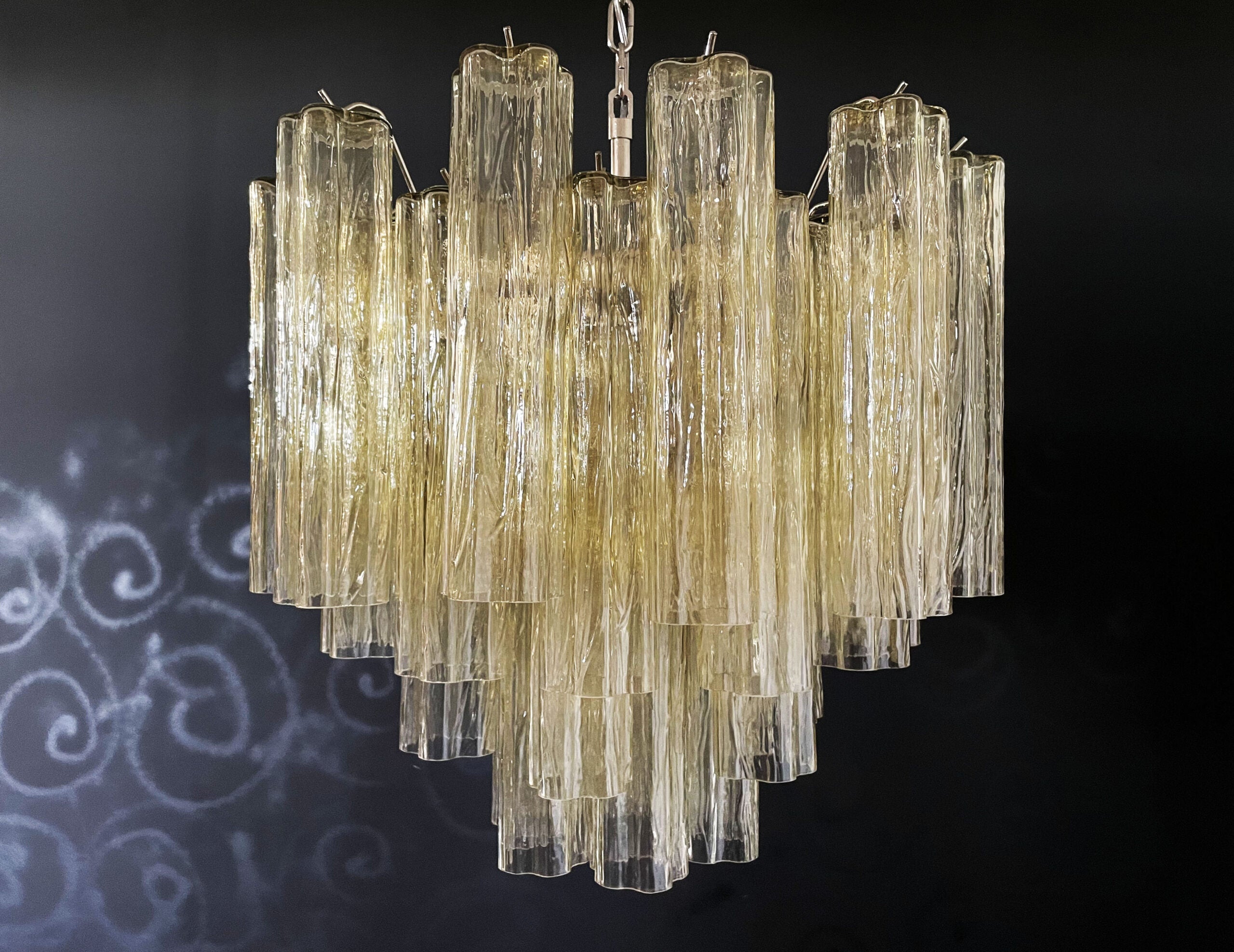 Mid-Century Murano Chandelier | Punto di Luce |  36 Clear and Yellow Glass Tubes