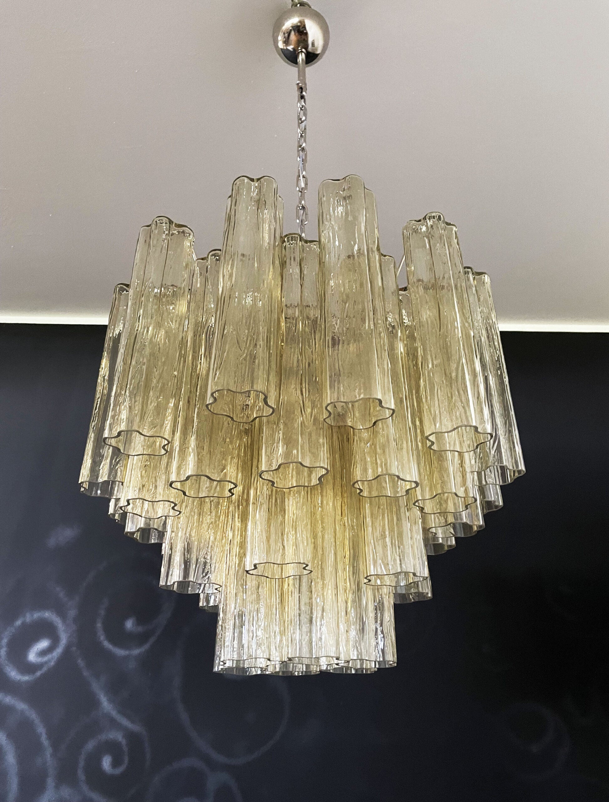 Mid-Century Murano Chandelier | Punto di Luce |  36 Clear and Yellow Glass Tubes