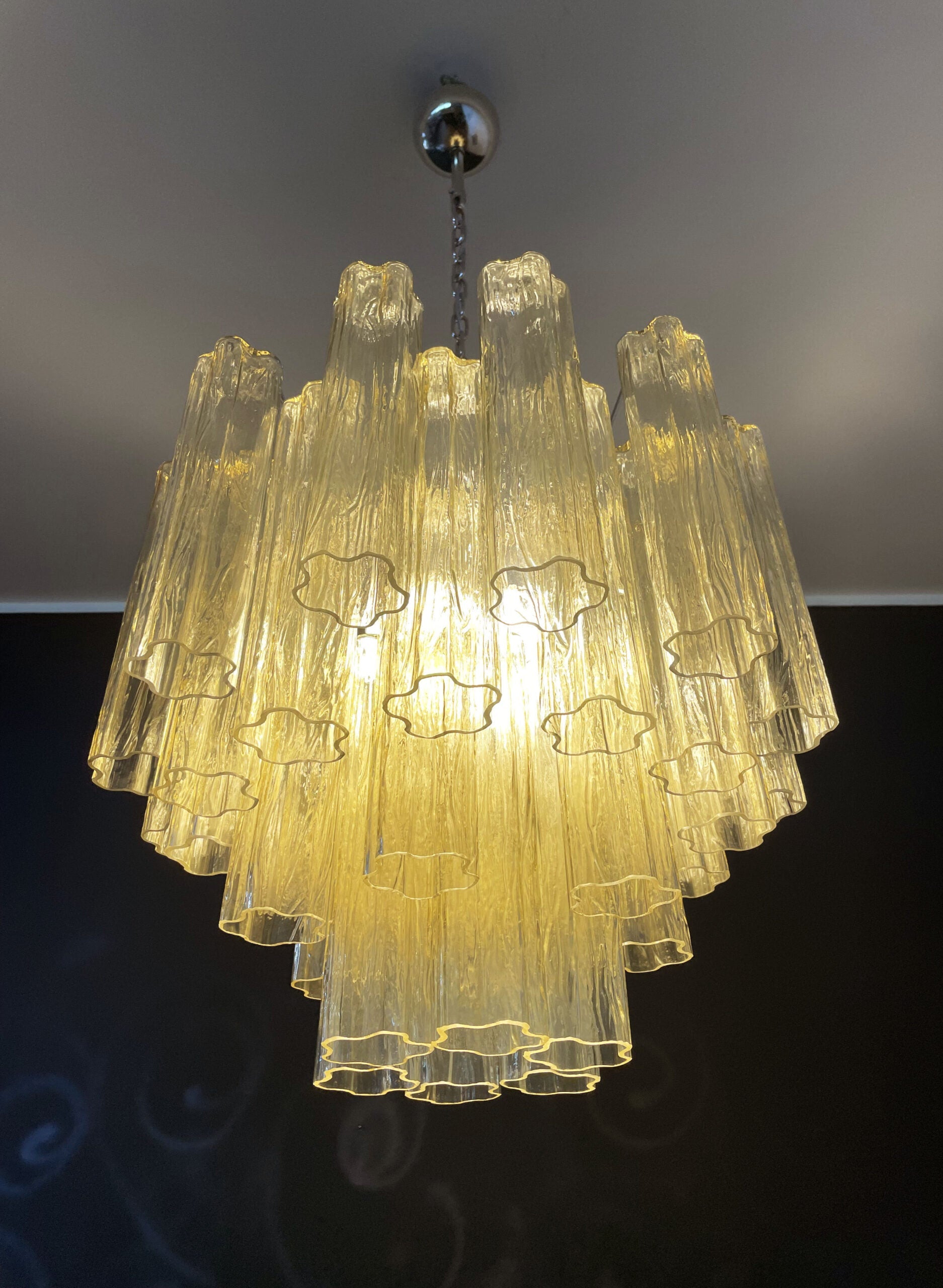 Mid-Century Murano Chandelier | Punto di Luce |  36 Clear and Yellow Glass Tubes