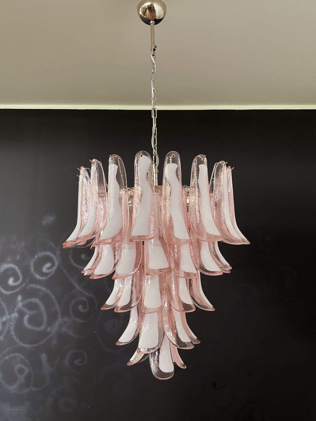 Mid-Century Murano Chandelier | Punto di Luce |  52 Pink Petal Glass