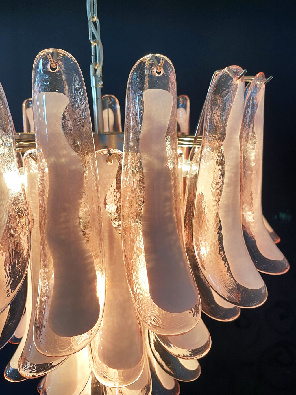Mid-Century Murano Chandelier | Punto di Luce |  52 Pink Petal Glass