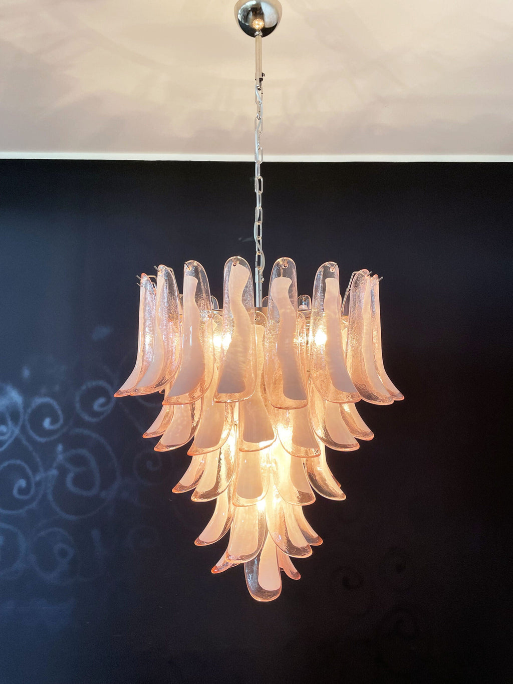 Mid-Century Murano Chandelier | Punto di Luce |  52 Pink Petal Glass