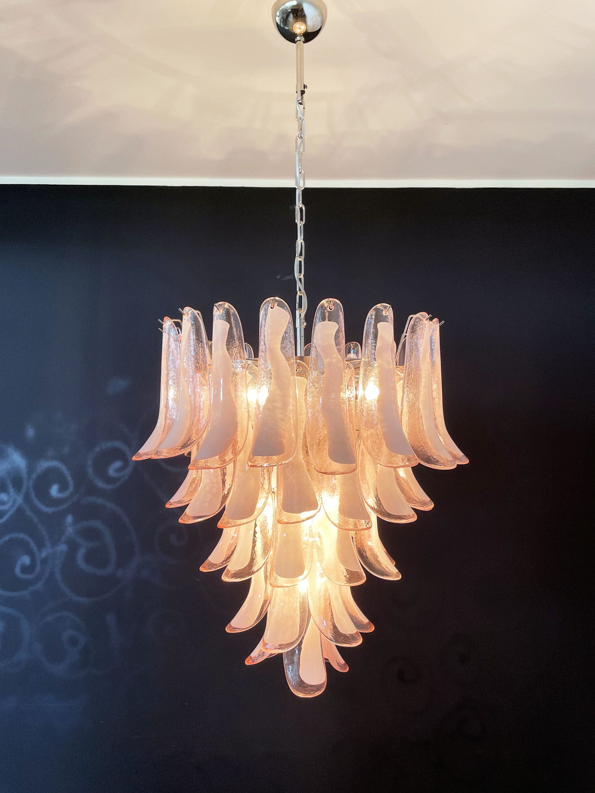 Mid-Century Murano Chandelier | Punto di Luce |  52 Pink Petal Glass