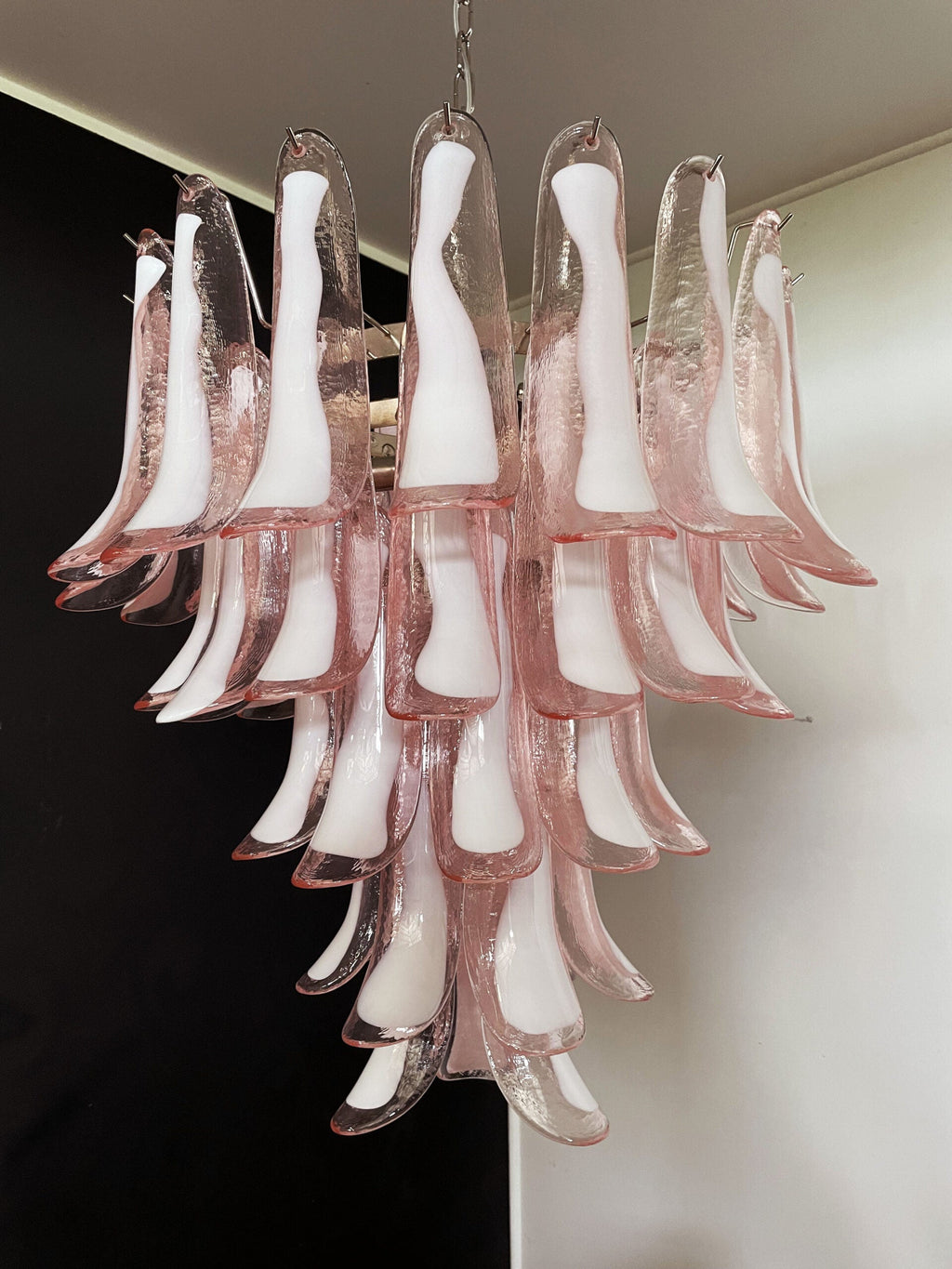 Mid-Century Murano Chandelier | Punto di Luce |  52 Pink Petal Glass