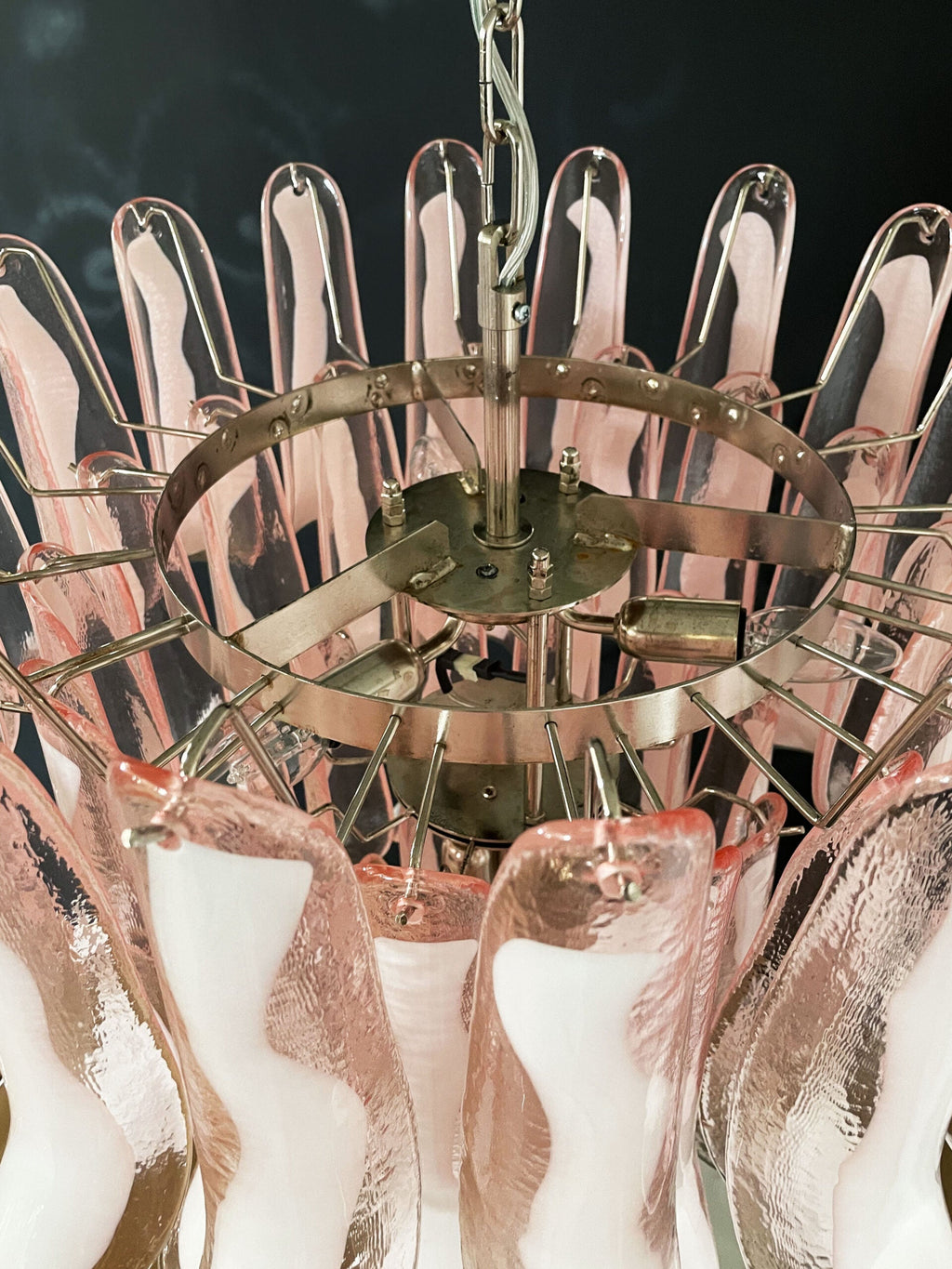 Mid-Century Murano Chandelier | Punto di Luce |  52 Pink Petal Glass