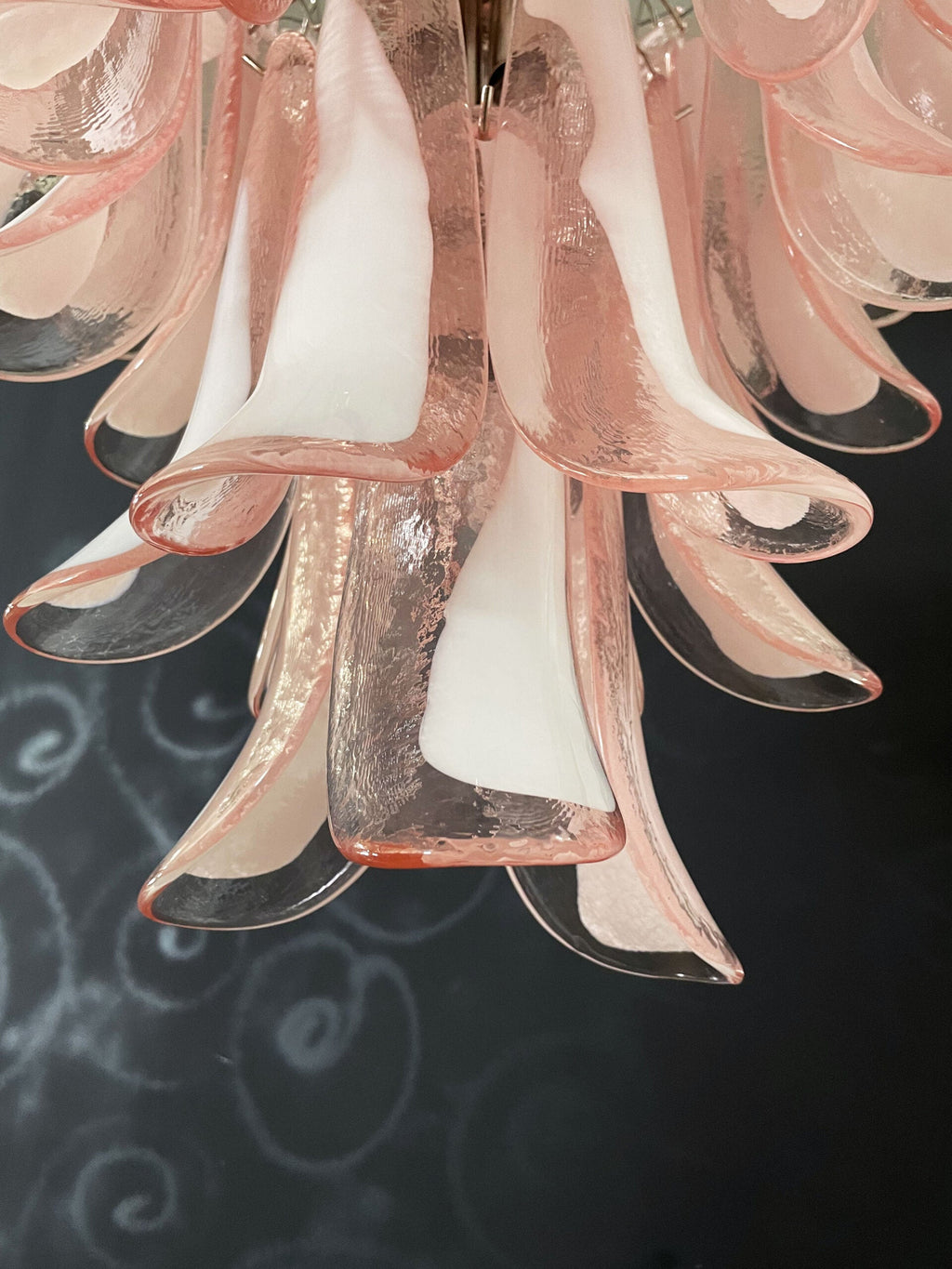 Mid-Century Murano Chandelier | Punto di Luce |  52 Pink Petal Glass