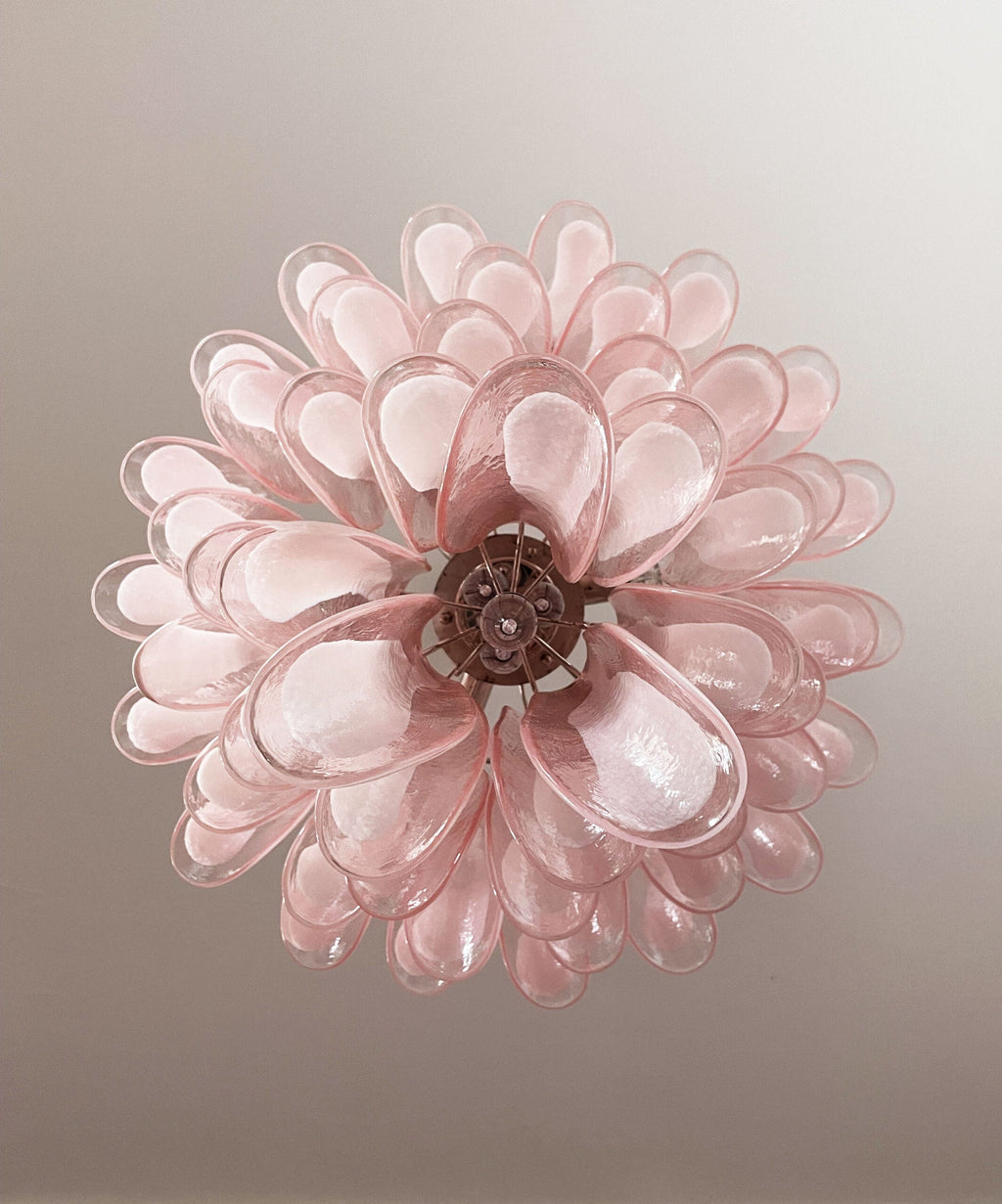 Mid-Century Murano Chandelier | Punto di Luce |  52 Pink Petal Glass