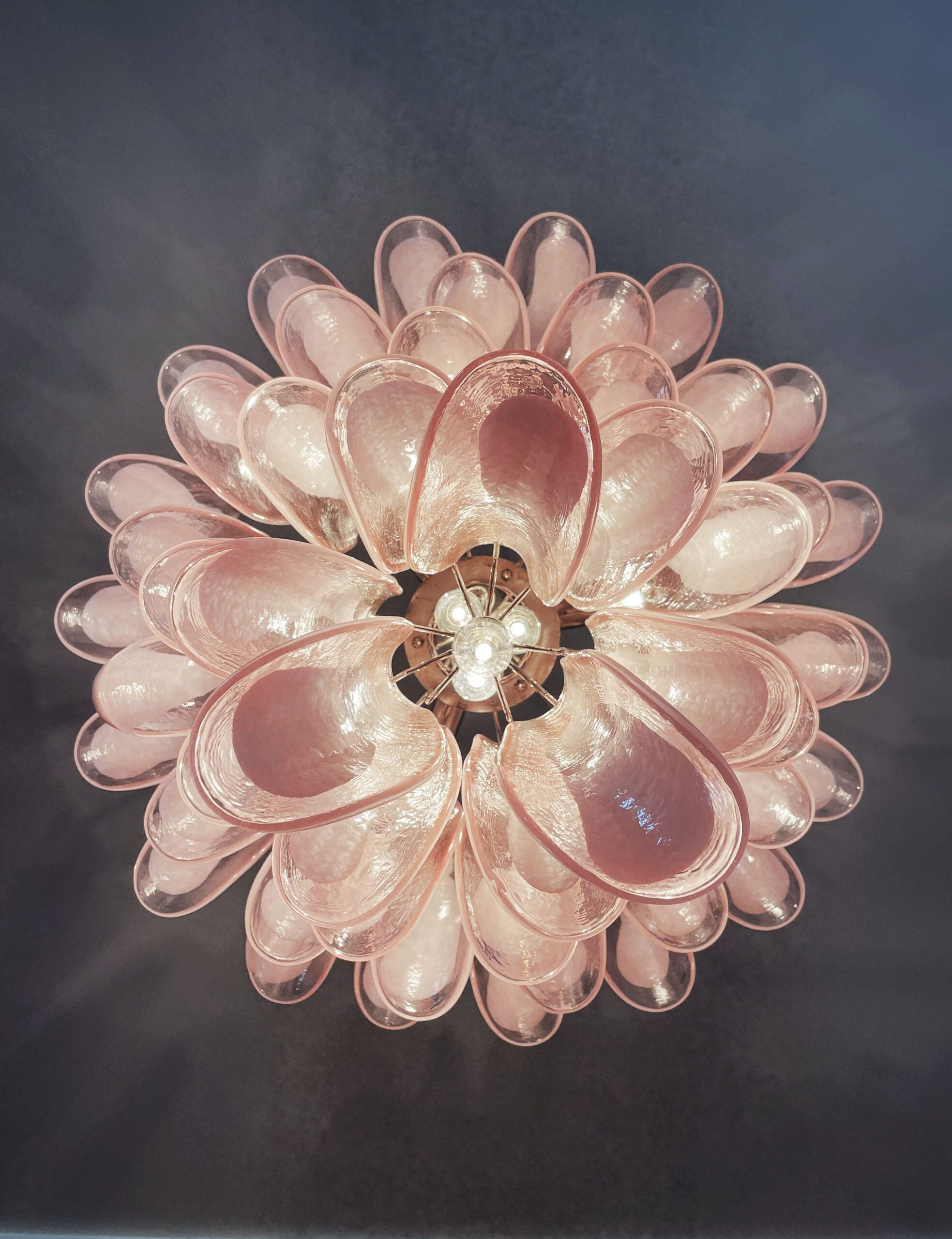 Mid-Century Murano Chandelier | Punto di Luce |  52 Pink Petal Glass
