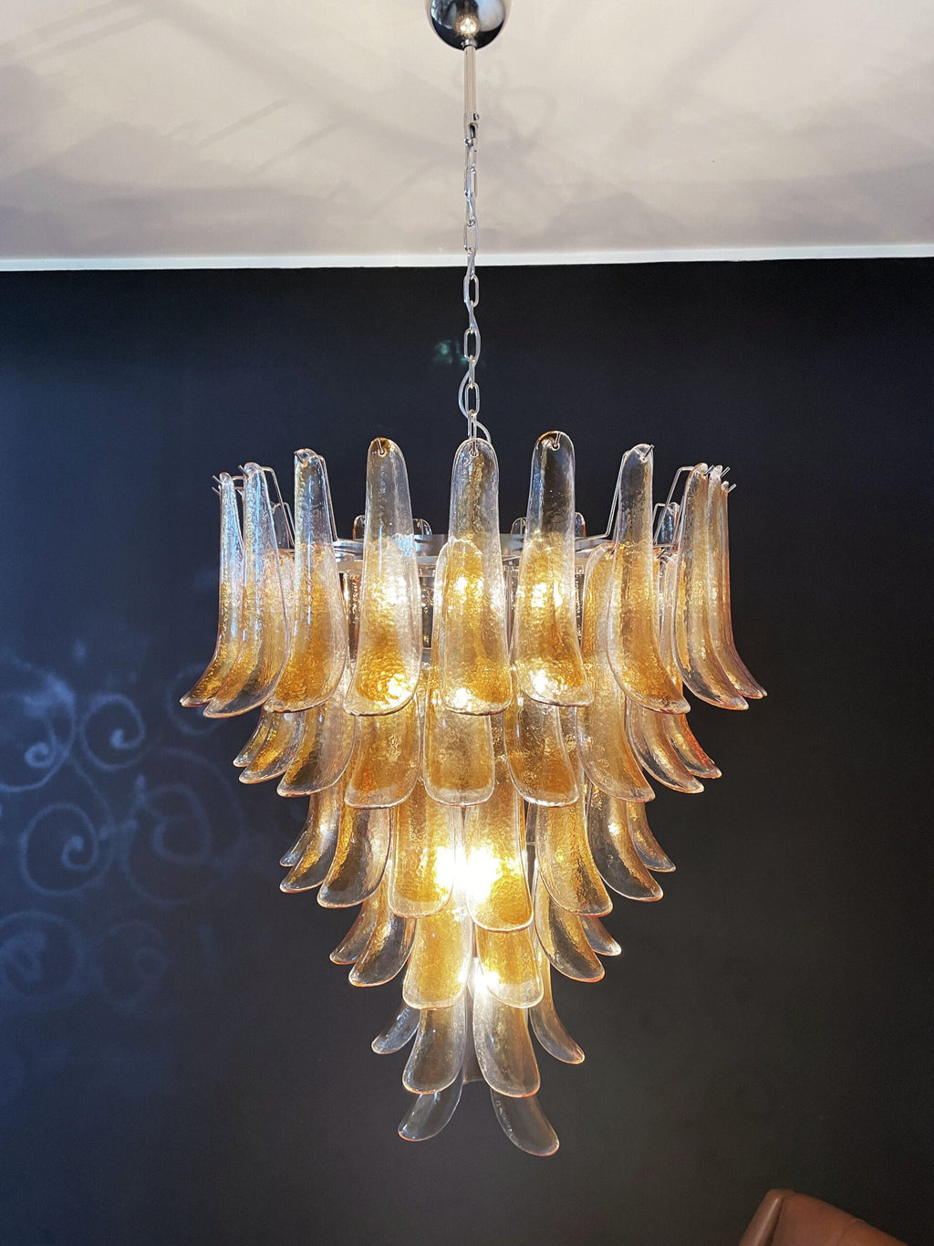Mid-Century Murano Chandelier | Punto di Luce |  75 Yellow Petal Glass