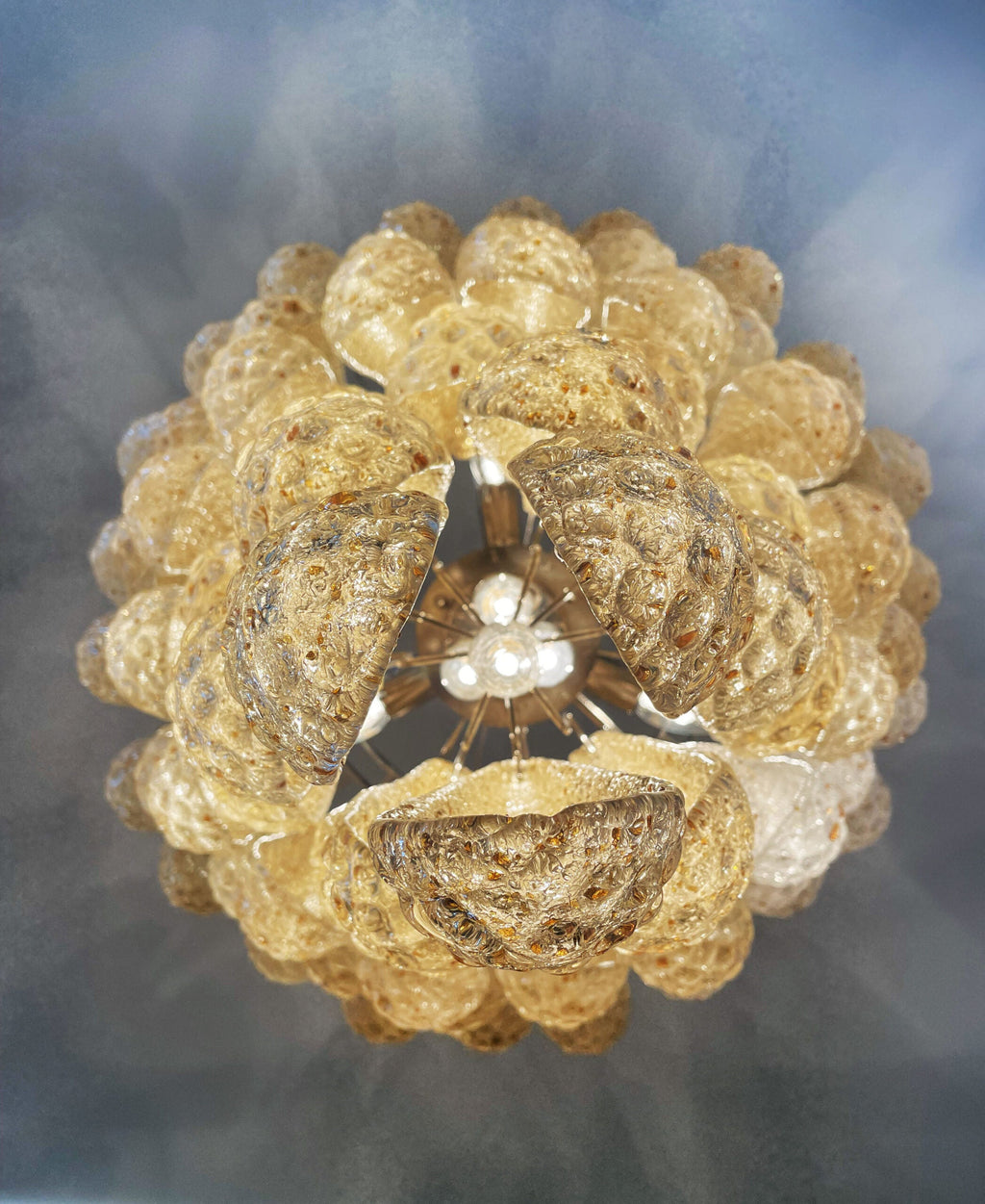 Murano-Kronleuchter aus der Mitte des 20. Jahrhunderts | Punto di Luce | 75 gelbe Tropfengläser