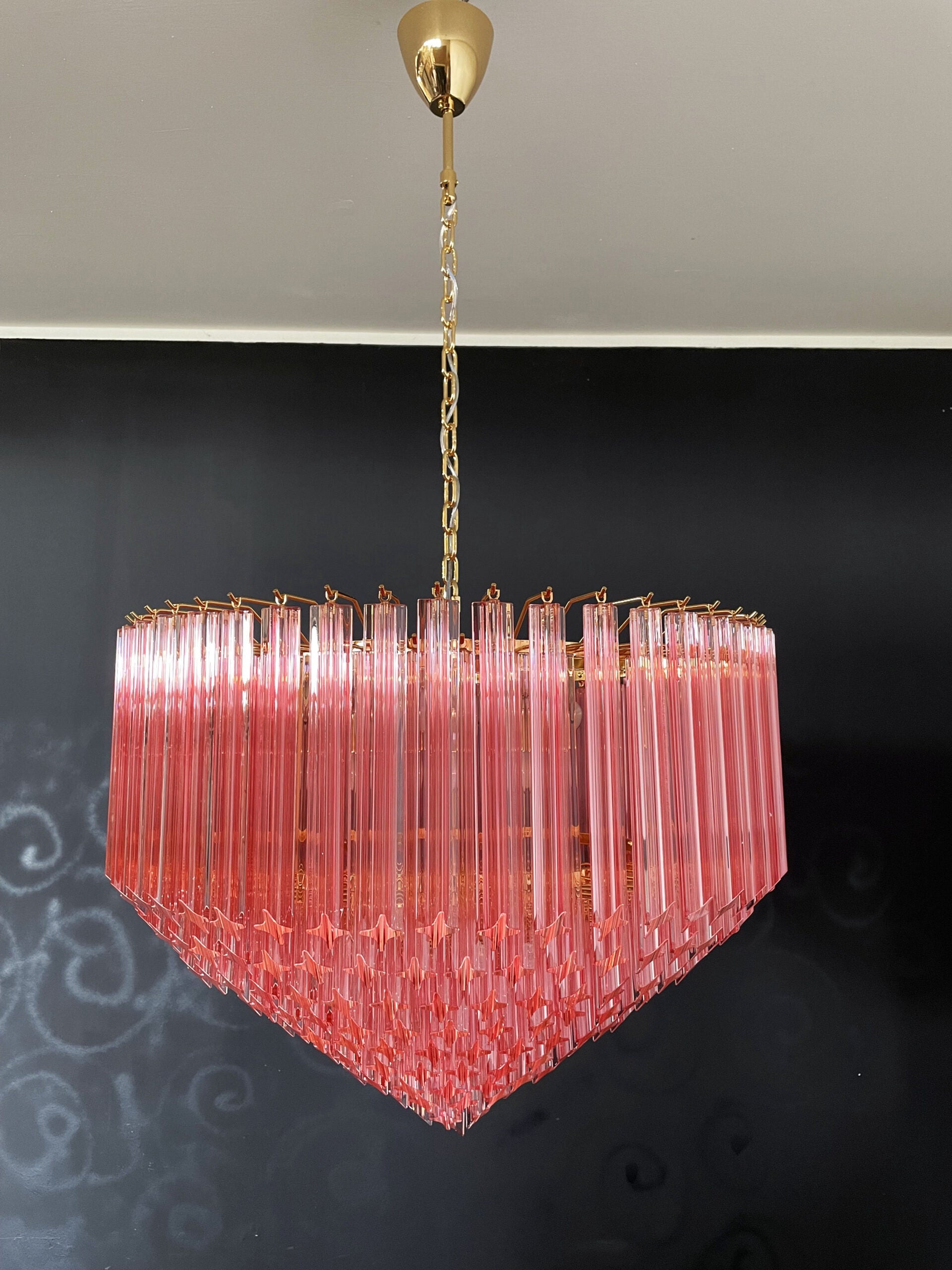 Mid-Century Murano Chandelier | Punto di Luce |  265 Pink Prism Glass