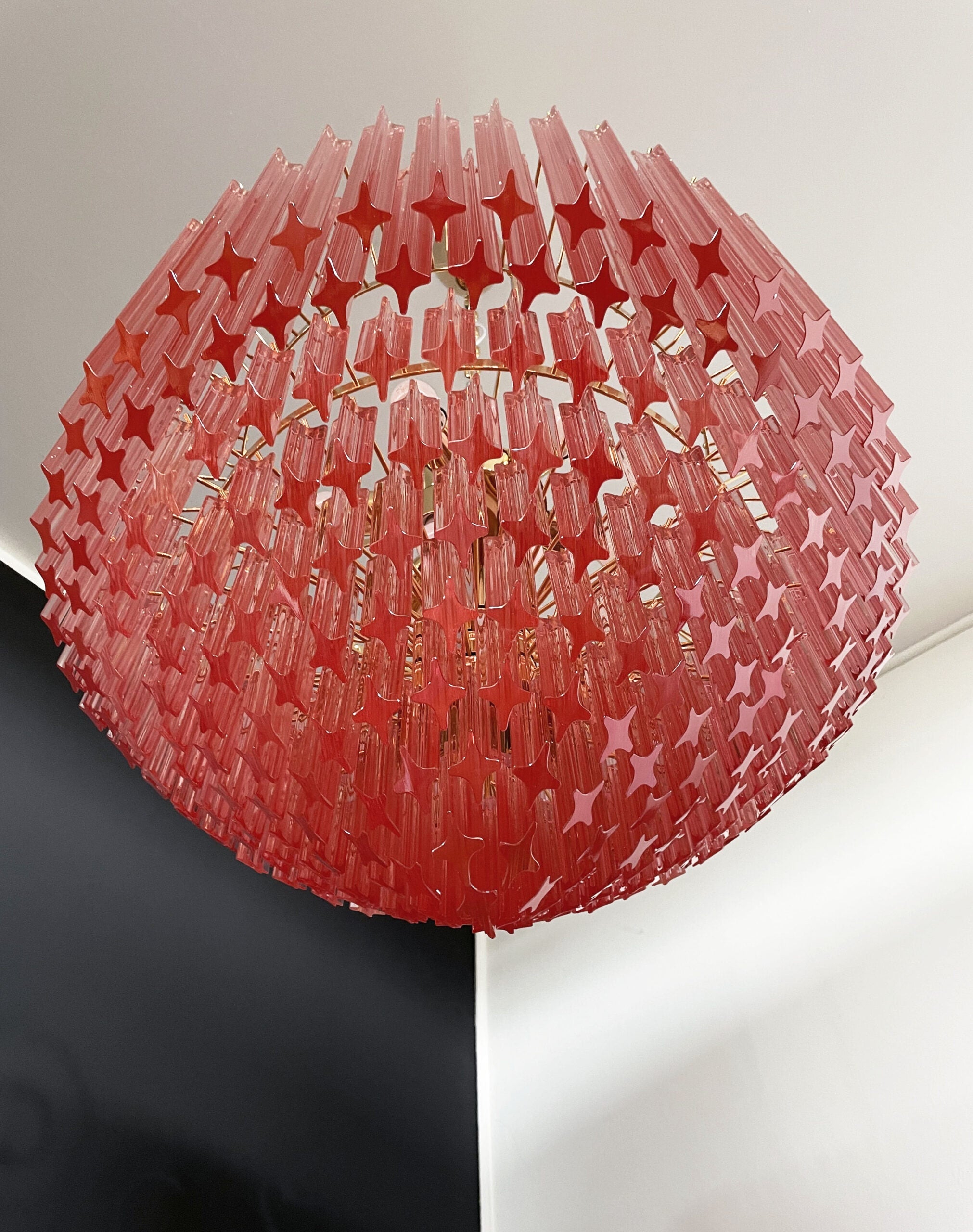 Mid-Century Murano Chandelier | Punto di Luce |  265 Pink Prism Glass