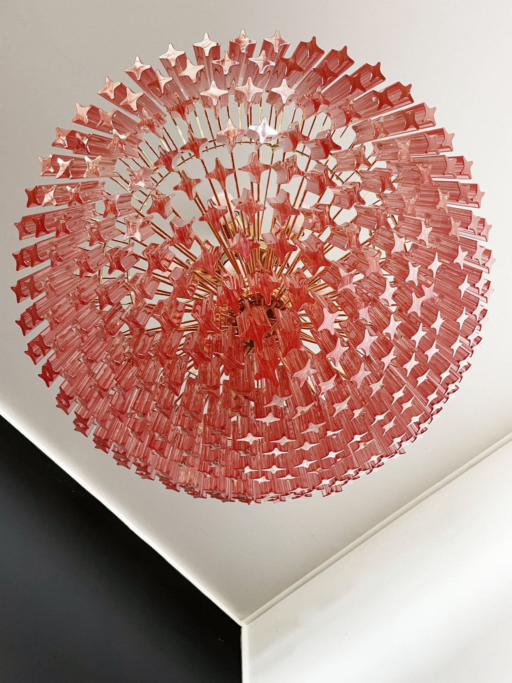 Mid-Century Murano Chandelier | Punto di Luce |  265 Pink Prism Glass