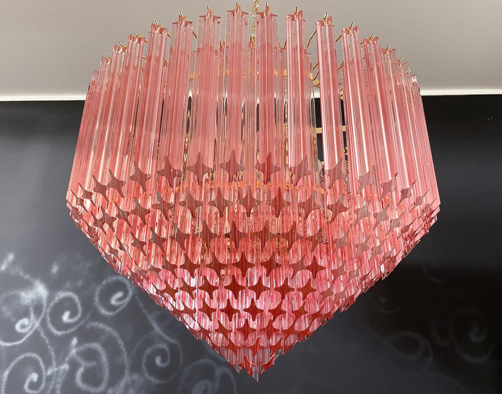Mid-Century Murano Chandelier | Punto di Luce |  265 Pink Prism Glass