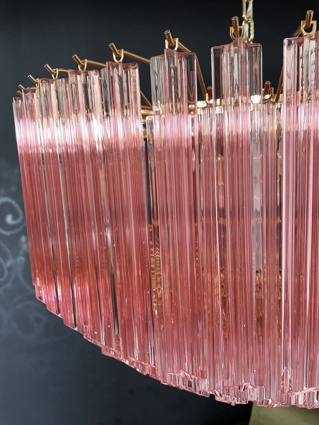 Mid-Century Murano Chandelier | Punto di Luce |  265 Pink Prism Glass