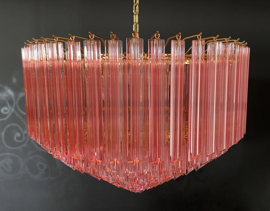 Mid-Century Murano Chandelier | Punto di Luce |  265 Pink Prism Glass
