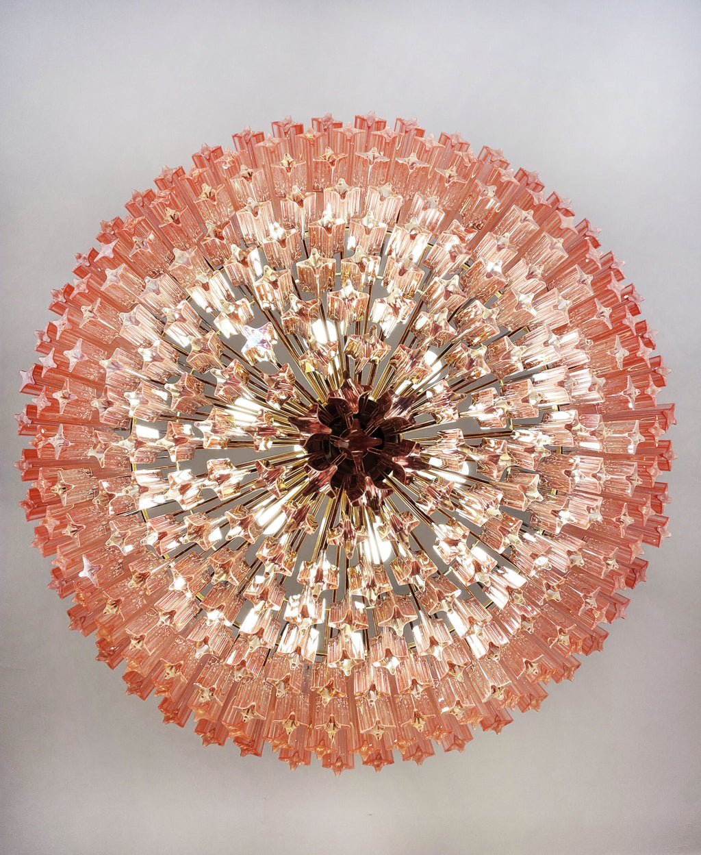 Mid-Century Murano Chandelier | Punto di Luce |  265 Pink Prism Glass